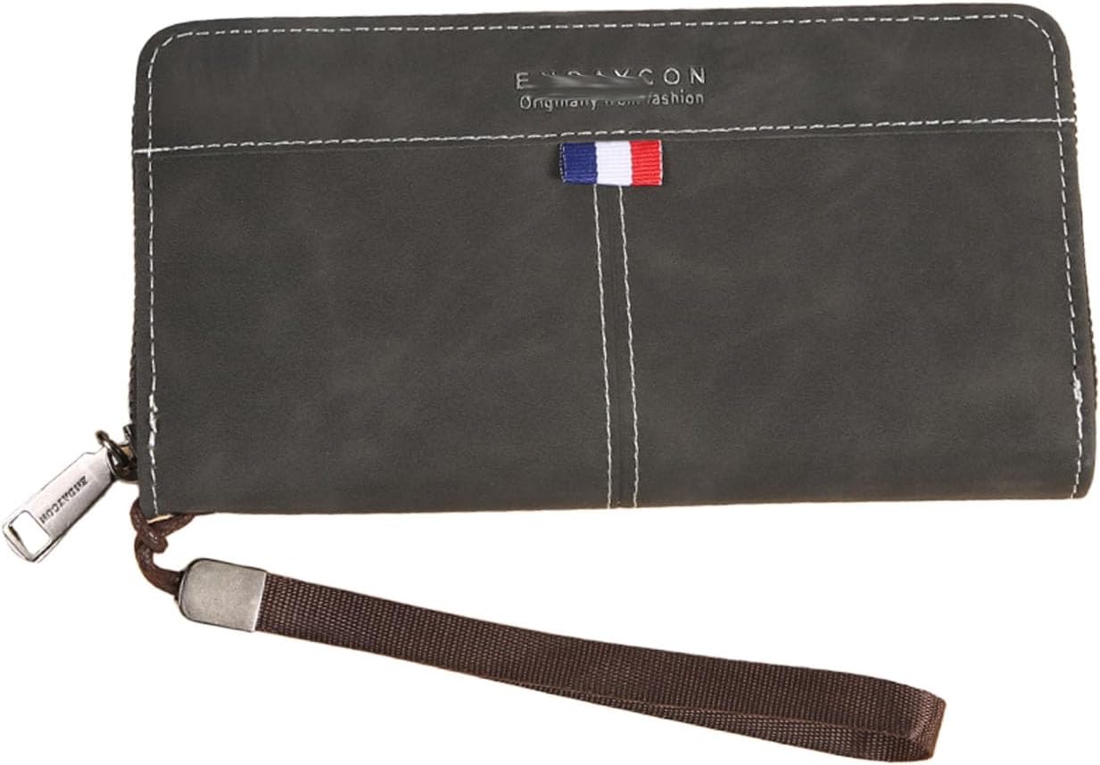 Men's Vintage Leather Wallet - Bifold Wallet for Travel, Minimalist Design with Card Slots & Cash Pocket (Black,ONE)