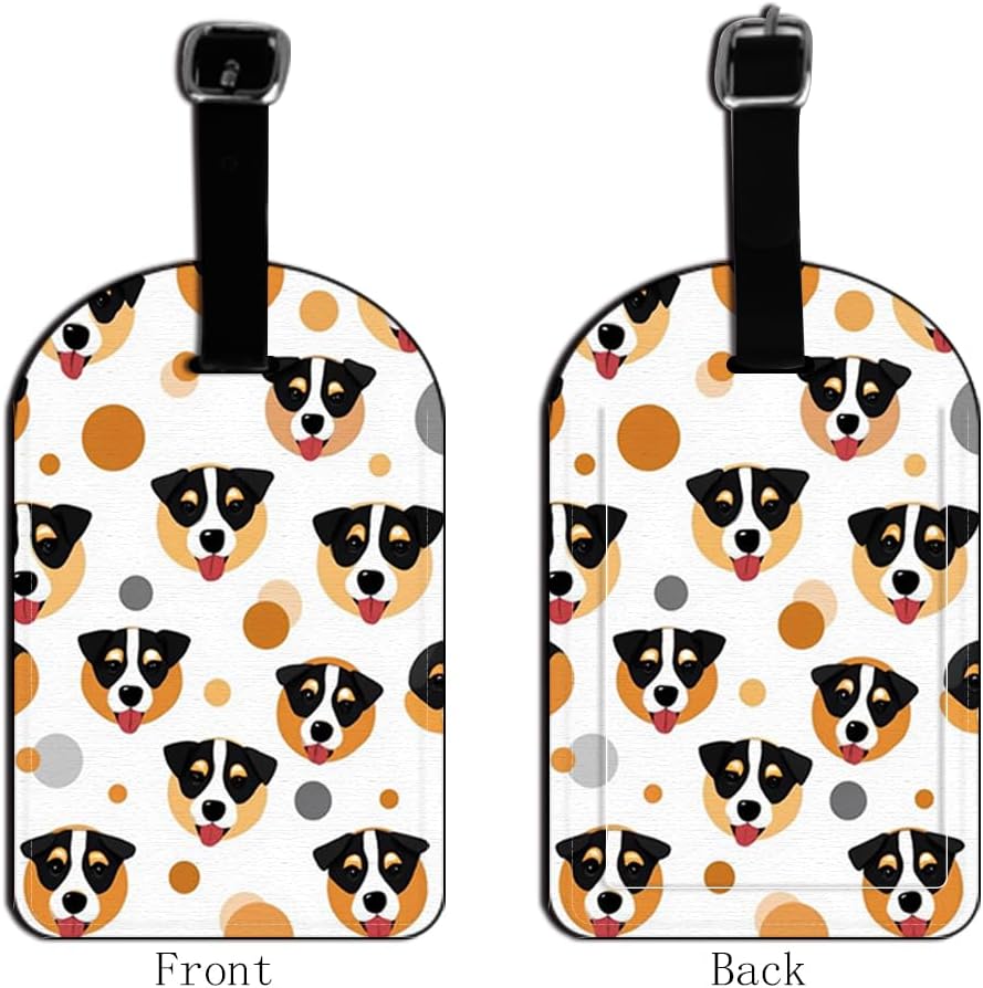 Dog Puppy-Pembroke Welsh Corgi Face Tri-Color Luggage Tag Leather Travel Bag Label Suitcase Luggage ID Tag - 1 pack