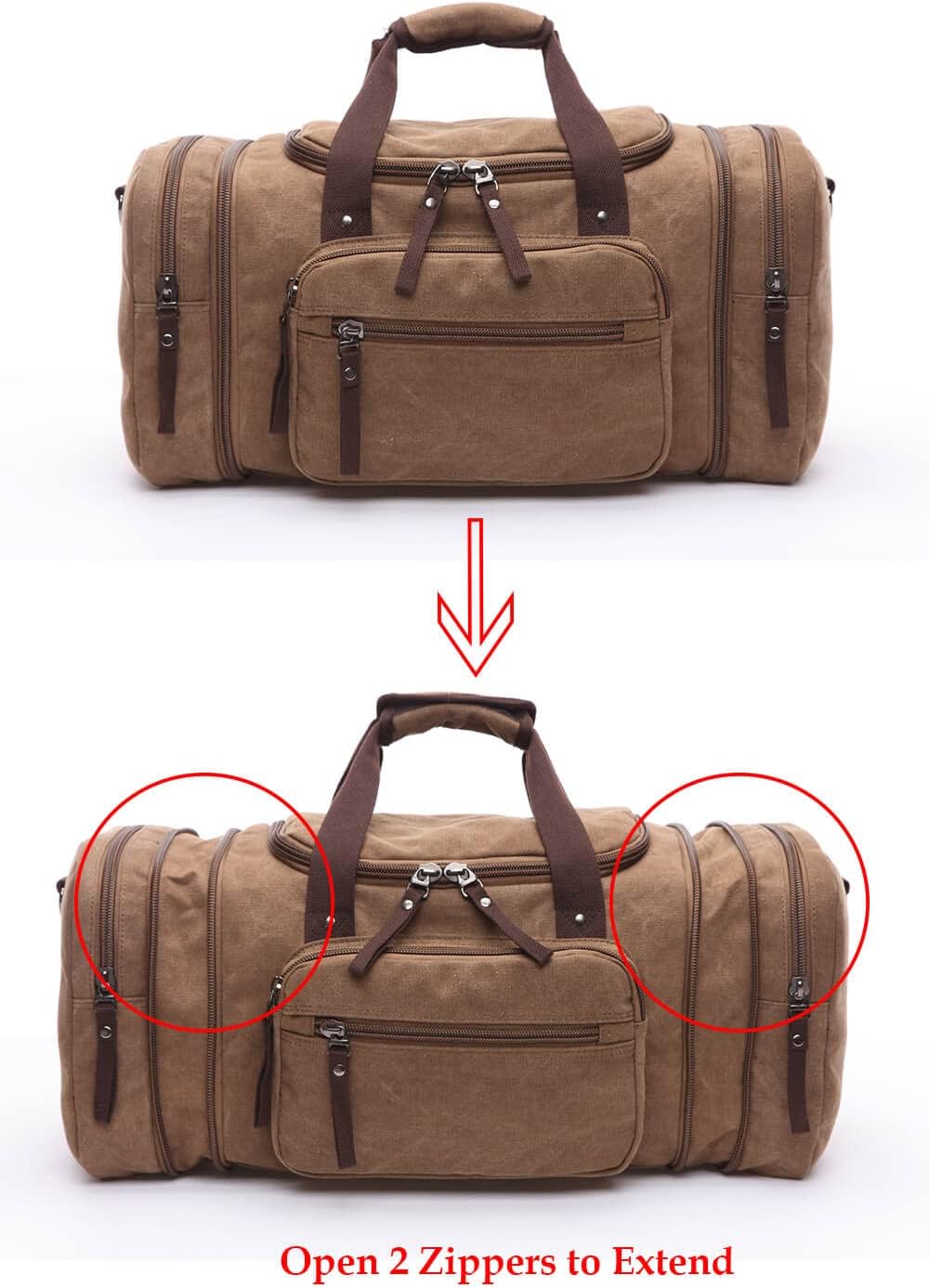 Duffle Bag for Travel, Large Canvas Duffel Bag for Travelling Overnight Weekender Bag Carry On Bag