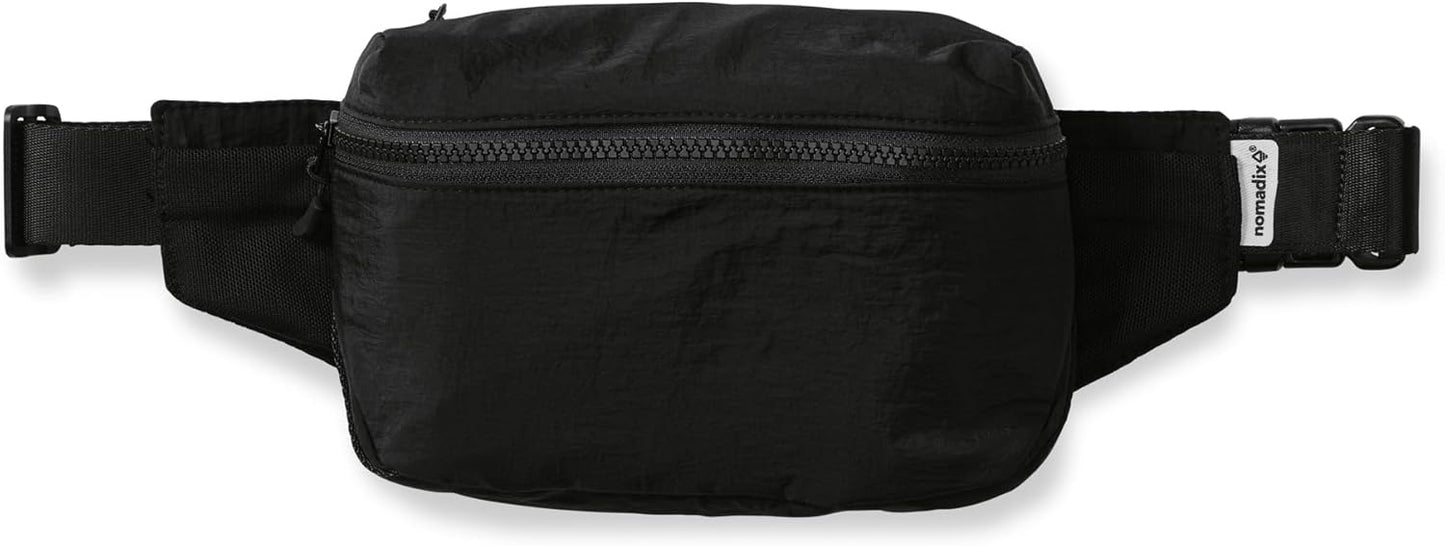 Nomadix Fanny Pack Raven Black – Lightweight, Water-Resistant Crossbody Bag for Hiking, Festivals, and Travel – Eco-Friendly Recycled Nylon with Key Clip, Dual Pockets, and Secure Storage