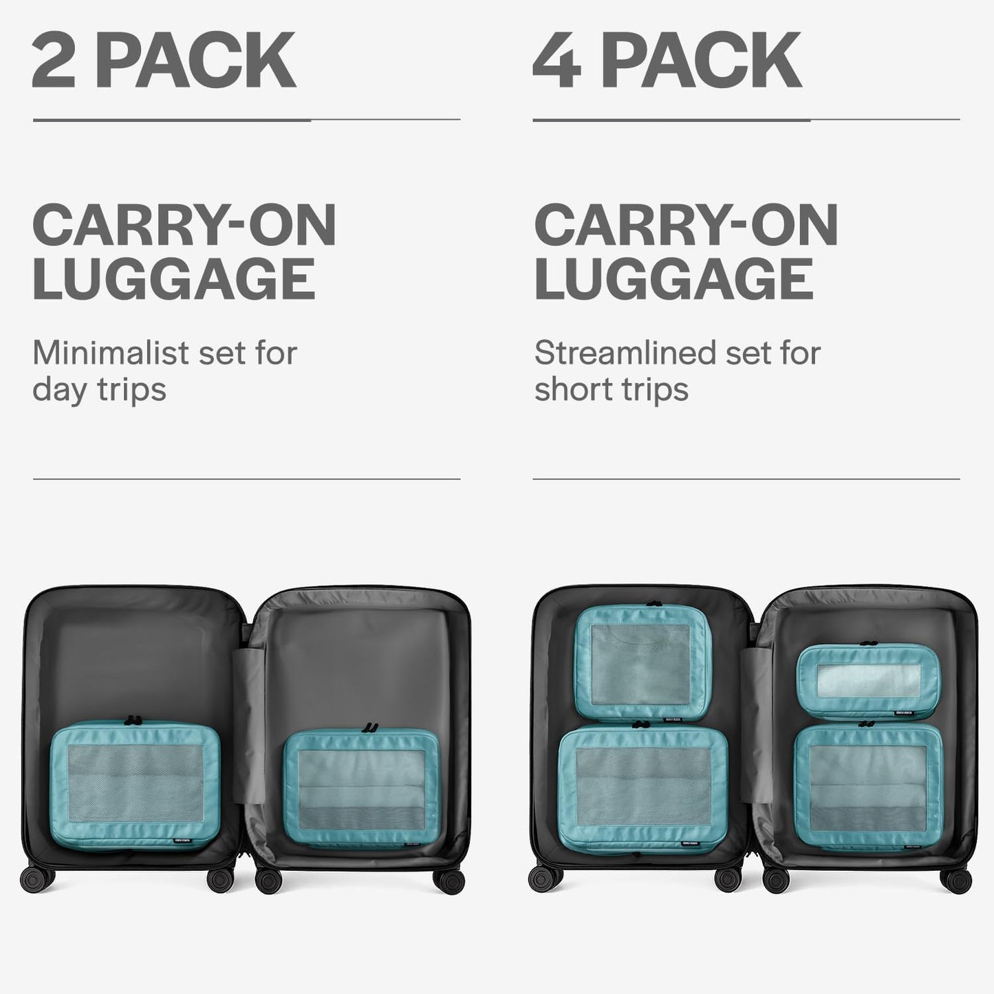 Aerotrunk Compression Packing Cubes for Travel - Luggage Organizer Bags - Double Zipper Packing