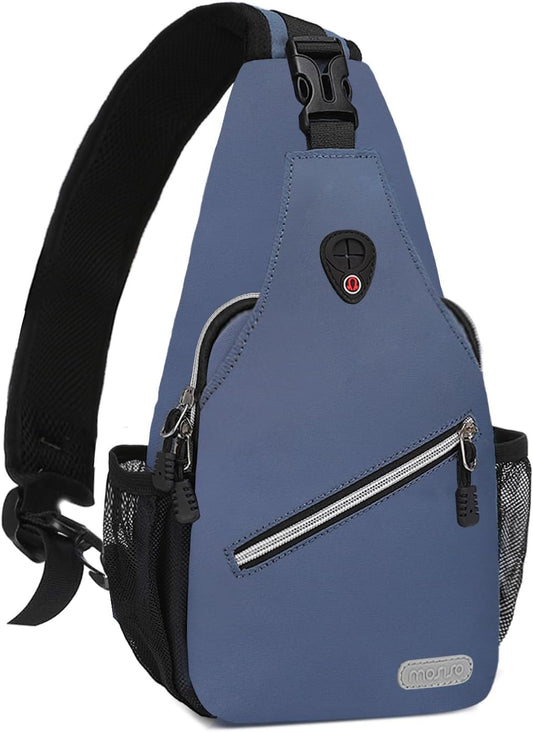 MOSISO Mini Sling Backpack,Small Hiking Daypack Travel Outdoor Casual Sports Bag, Haze Blue