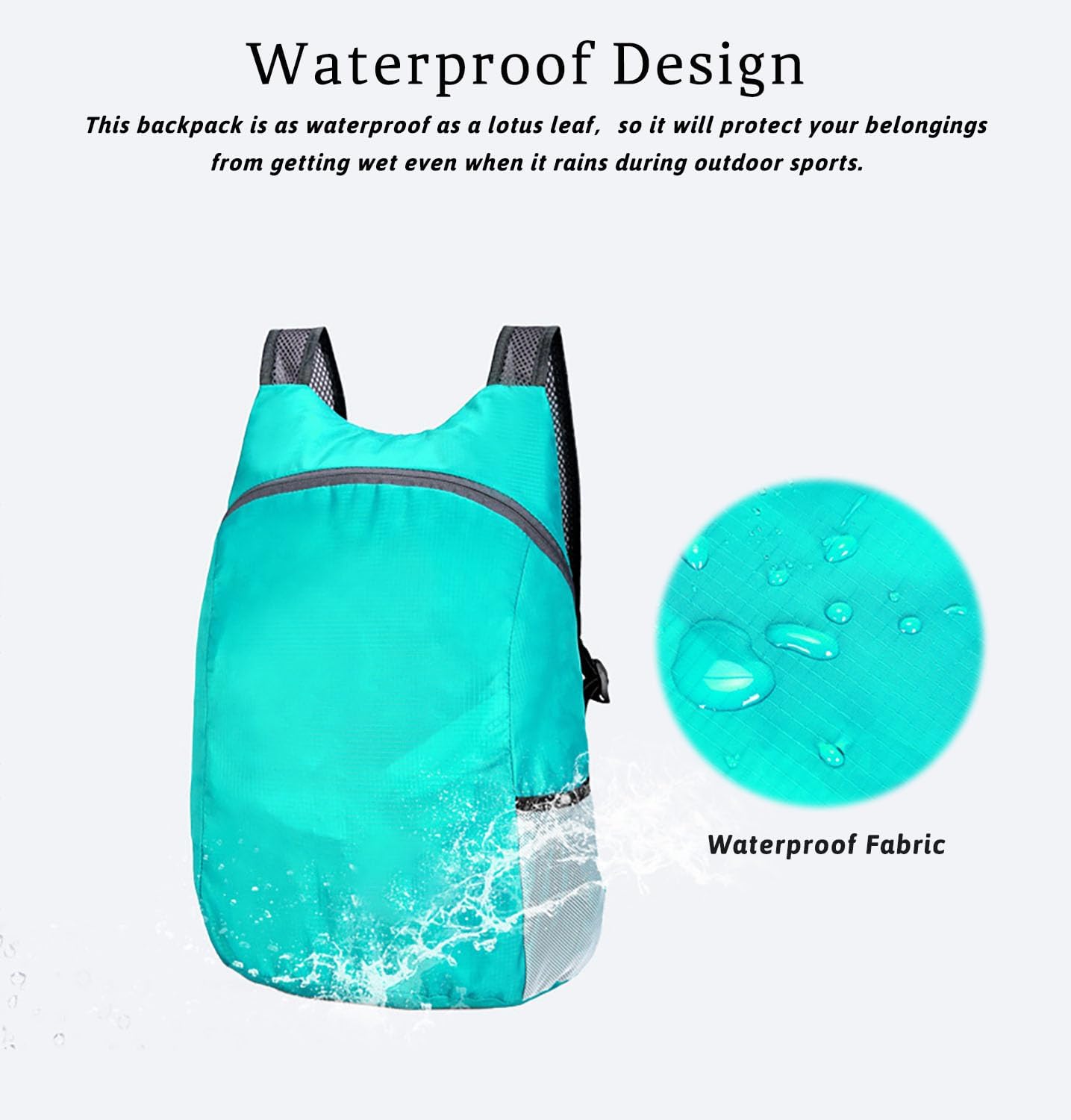 Lightweight Foldable Waterproof Backpack For Men Women Outdoor Sports Travel Leisure Bag Hiking Small Daypack 20L (DarkBlue-Orange)