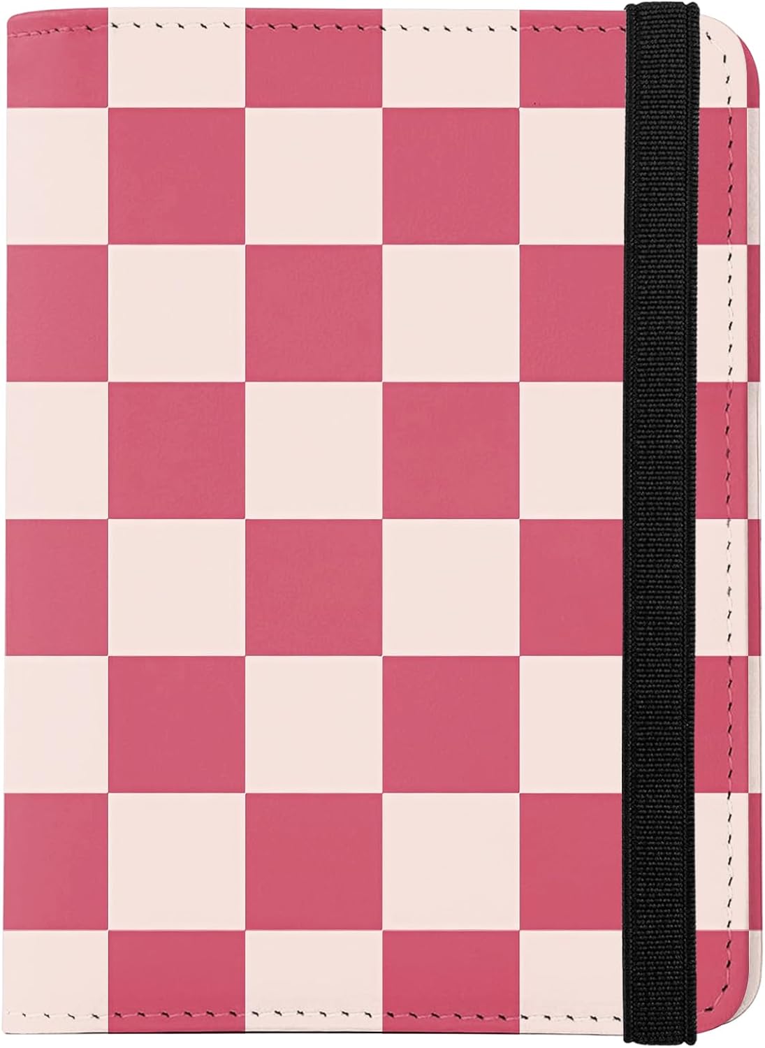 Cute Passport Holder and Holder Combo Passport Cover with Compatible Wallet Credit Card Protector RFID Blocking Women Men (Pink Grid)