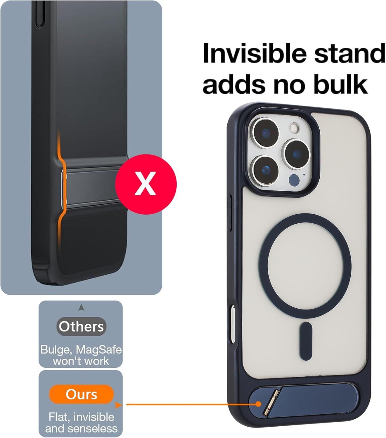 Tikoo Strong Magnetic for iPhone 16 Pro Max Case with Magsafe and Built-in Invisible Kickstand Slim Translucent Matte Military Grade Protective Phone Case for iPhone 16 Pro Max 6.9