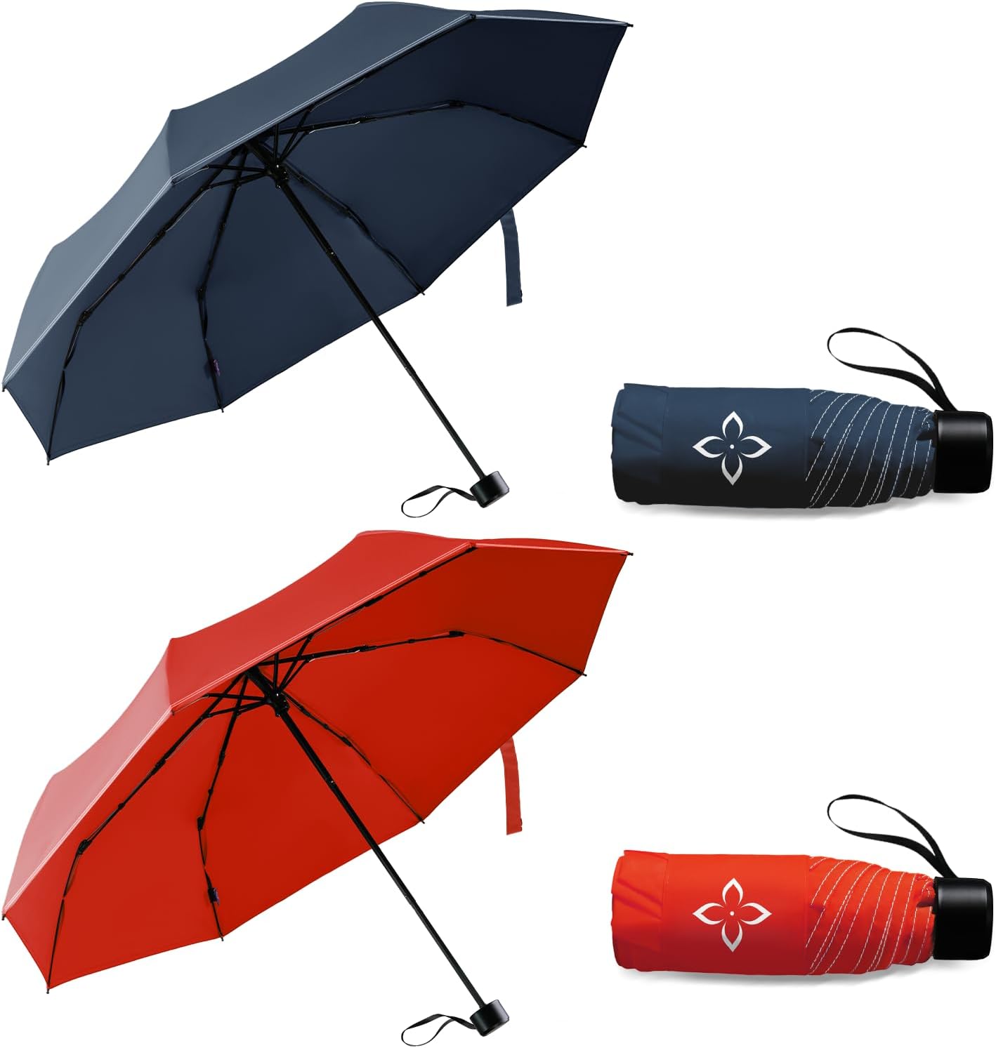 Windproof Travel Mini Umbrella - Manual Open Close with No Rebound for Seniors & Kids, Small Compact and Portable for Rain, Reflective Design for Night Safety Men & Women