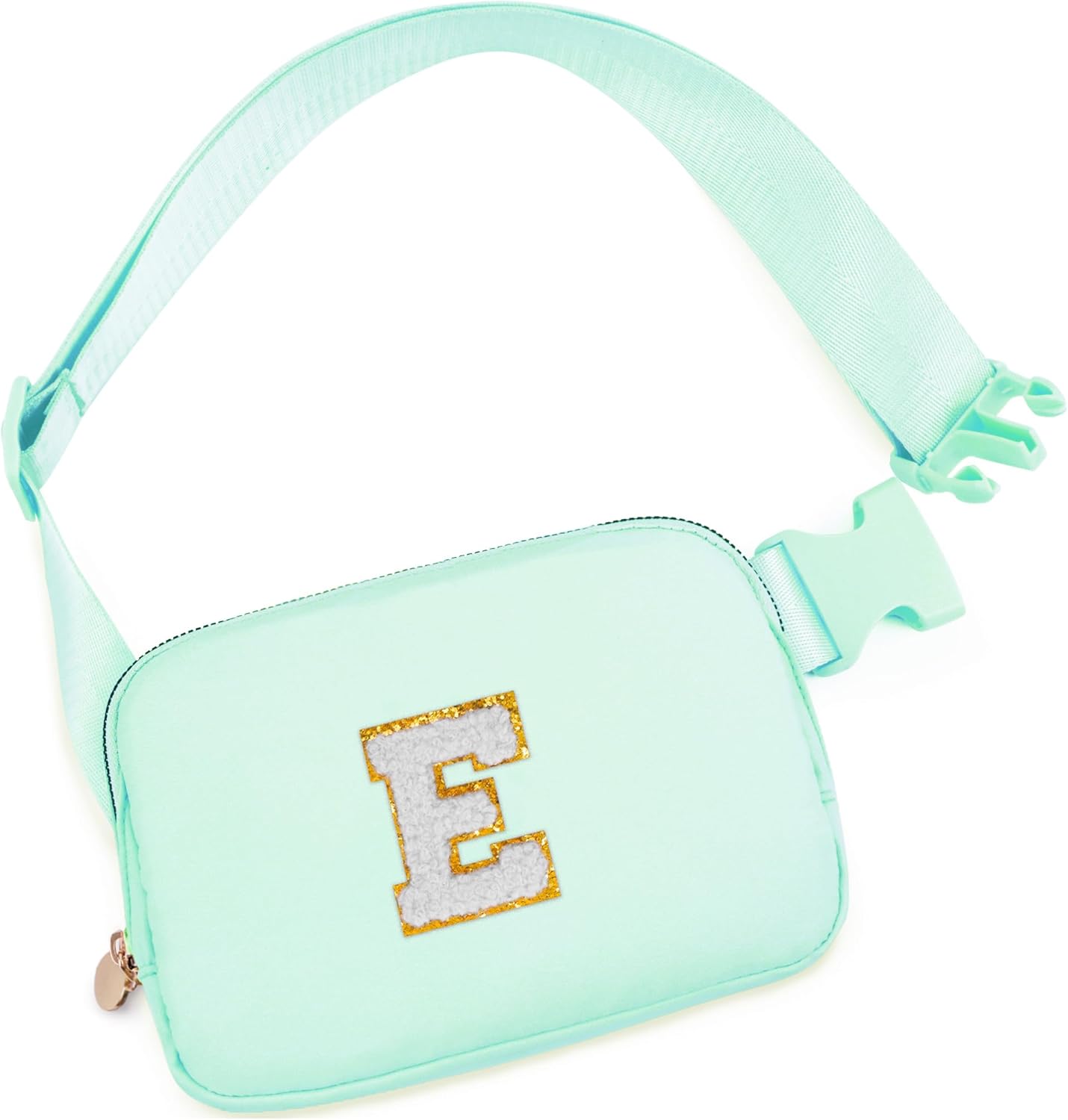Belt Bag Fanny Pack Crossbody Bags with Initials Cute Stuff Birthday Gifts for Teenager Girls Trendy Stuff for Teens - White E,Light Green Bag