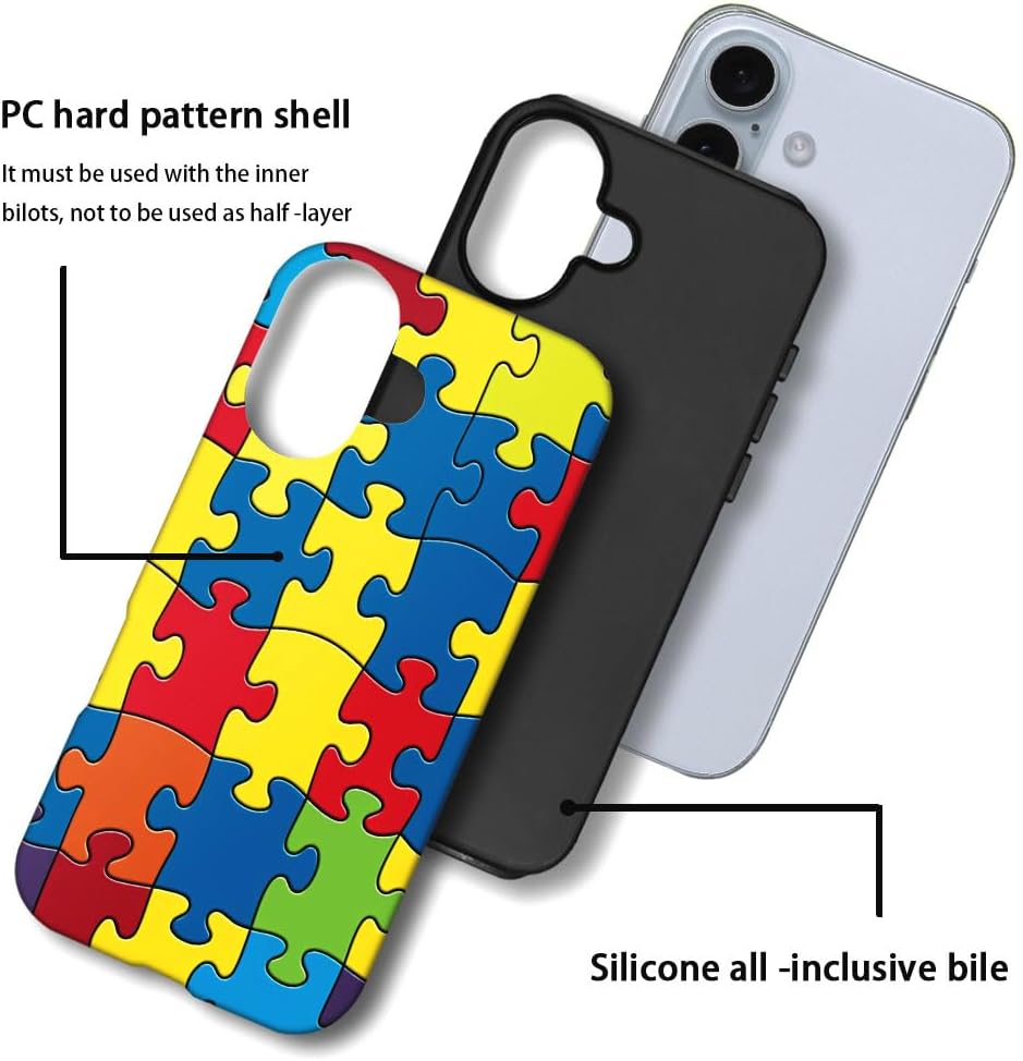 SEized Case Compatible with for iPhone 16,Color Puzzle Autism Phone Case for Girl Women Boy Men,Durable Protection Phone Case for iPhone 16