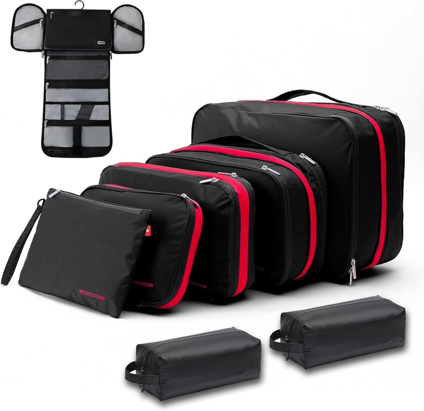 Bee Nesting BeeNesting Waterproof Compression Packing Cubes 5/6/8 sets, Large Travel Packing organizers for Carry on Luggage, 2 Sides Expandable Storage Bags