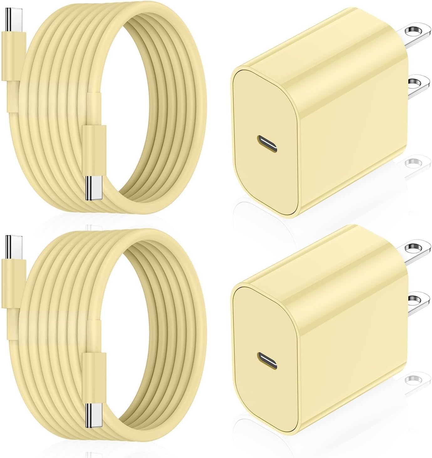 iPhone 17 16 15 Fast Charger Block and 10ft USB C to C Cable Cord Long for Apple iPhone 17 Pro Max/17 Air/16e/16 Plus/15/iPad Mini/Samsung,Type C Wall Charging Power Adapter Plug Cube Brick-Yellow