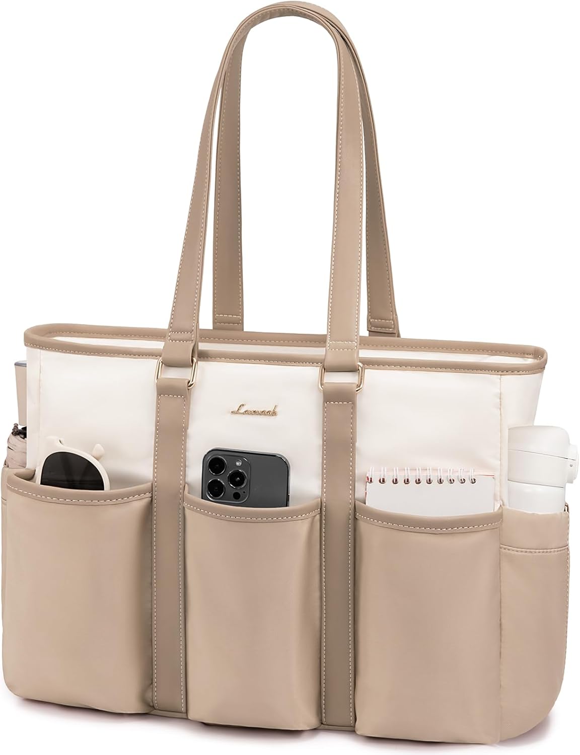 LOVEVOOK 17.3 Inch Laptop Bag for Women, Teacher Nurse Work Tote Bag With Large Cup Holder, Utility Bag For Work/Travel/College/Daily, Professional Computer Purse Large Handbag With Multi Pocket