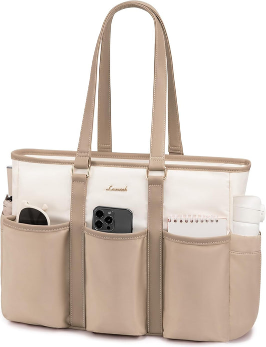 LOVEVOOK 17.3 Inch Laptop Bag for Women, Teacher Nurse Work Tote Bag With Large Cup Holder, Utility Bag For Work/Travel/College/Daily, Professional Computer Purse Large Handbag With Multi Pocket