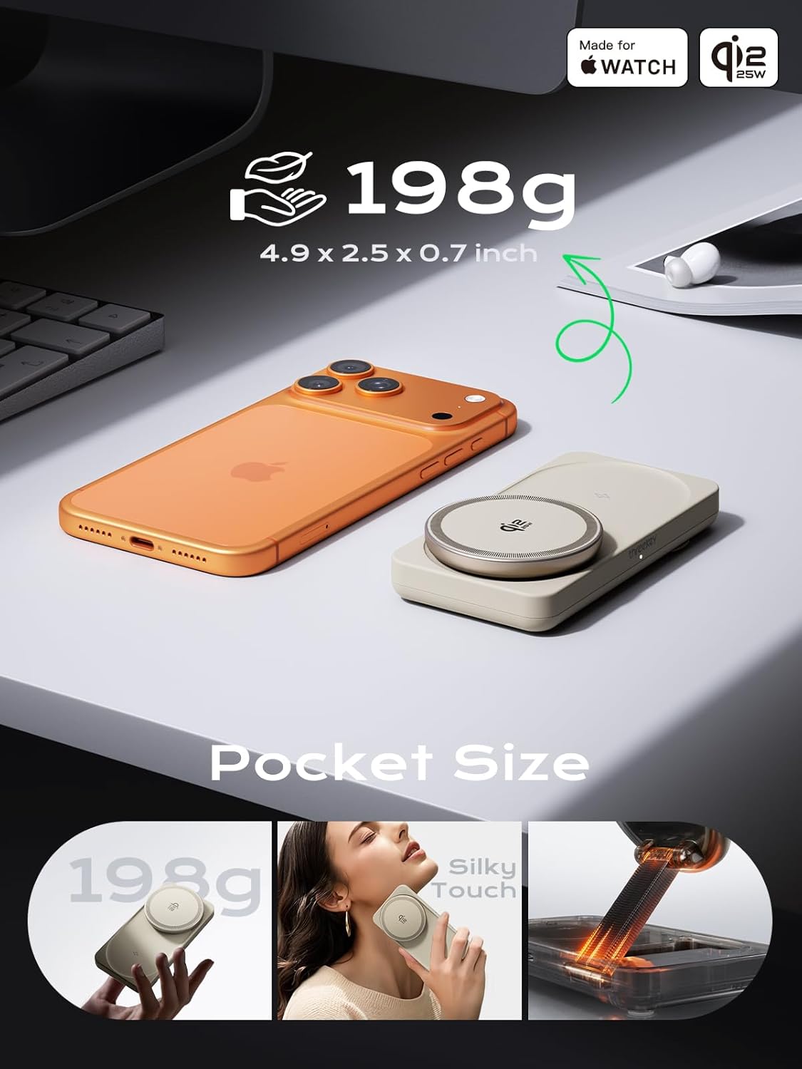 MFi Certified by Apple, THREEKEY 3-in-1 Charging Station, Qi2 25W Fast MagSafe Charger, Wireless Charger Stand for iPhone 12-17 Series, Apple Watch & AirPods, Pixel 10 Pro XL(45W Adapter Included)