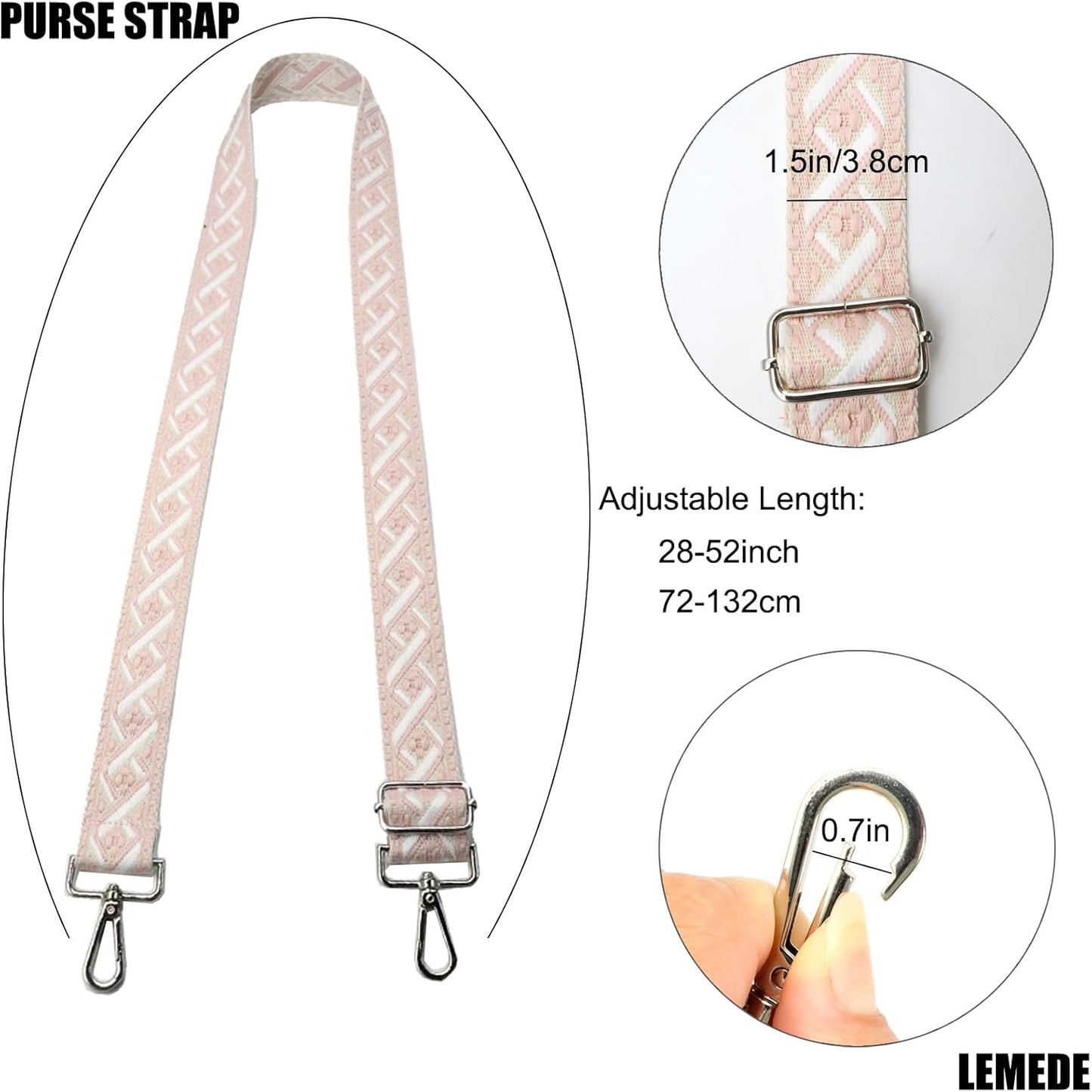 Adjustable Purse Strap - 1.5" Wide Handbags, Camera, Guitar, Phone & Crossbody Bag Replacement