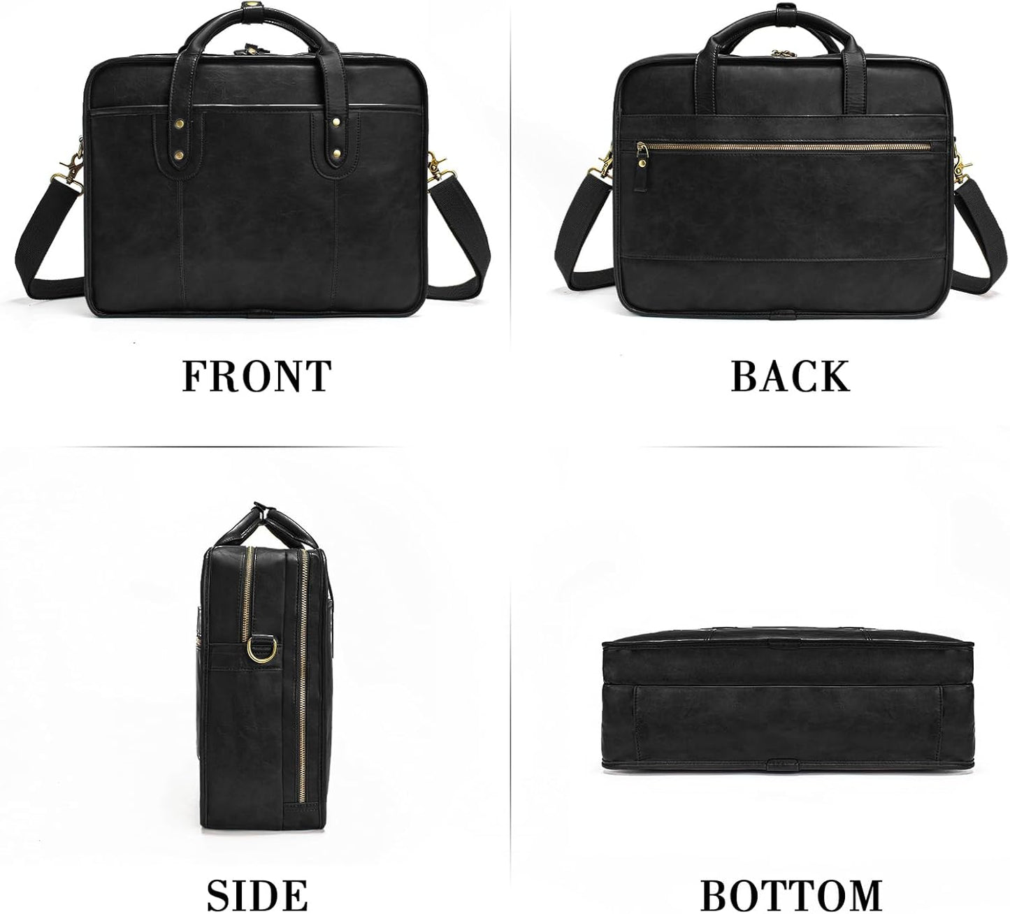 Leather Briefcases for Men 15.6 Inch Business Computer Bag Laptop Bag for Men Water Resistance Travel Messenger Bag