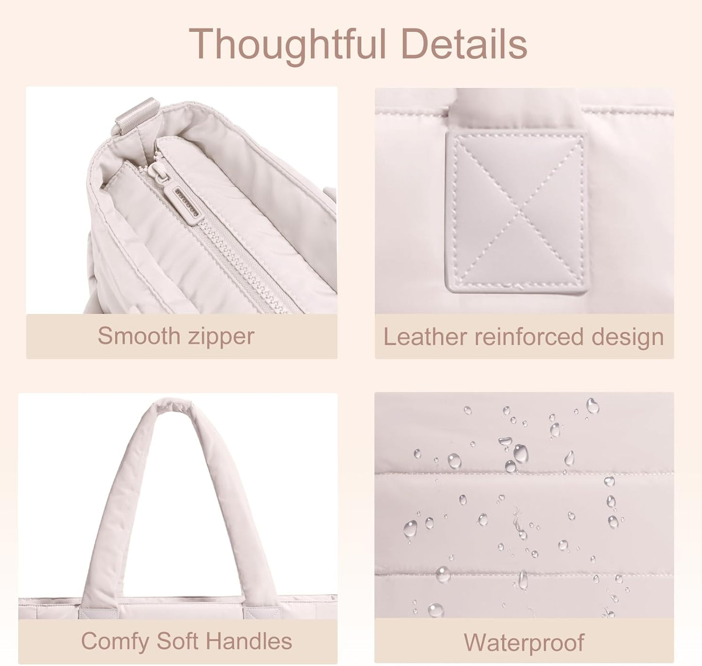 Tote Bag for Women Puffer Tote Bag Large Nurse Bags Shoulder Handbag with Zipper for Work Travel