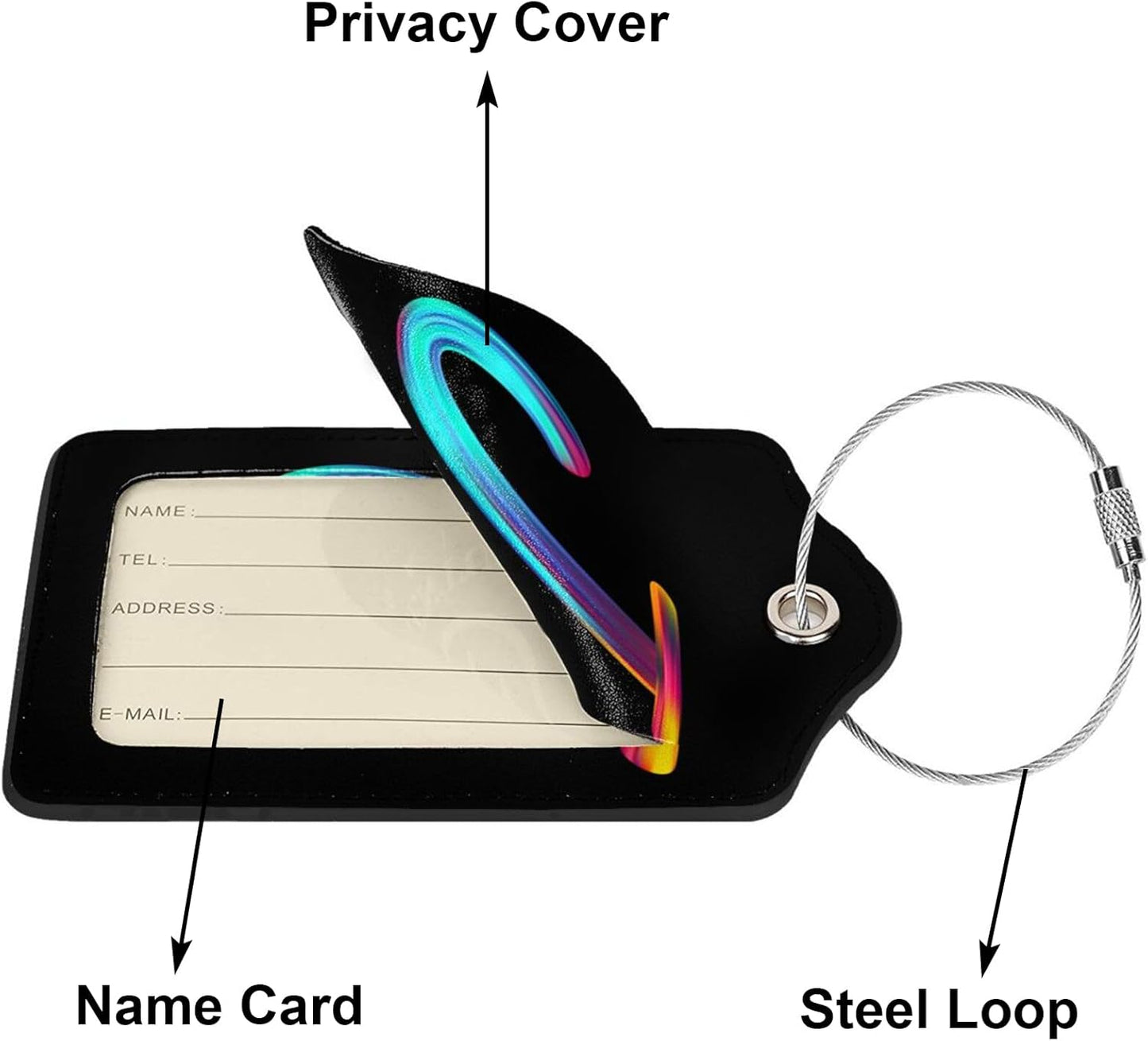 2 Pack Initial Luggage Tags for Suitcase, Colorful Letter Design Cruise Name Bag Tags, Novelty Baggage Identifiers with Full Privacy Cover, Leather ID Label for Women Men Kids Travel, Rainbow Letter J