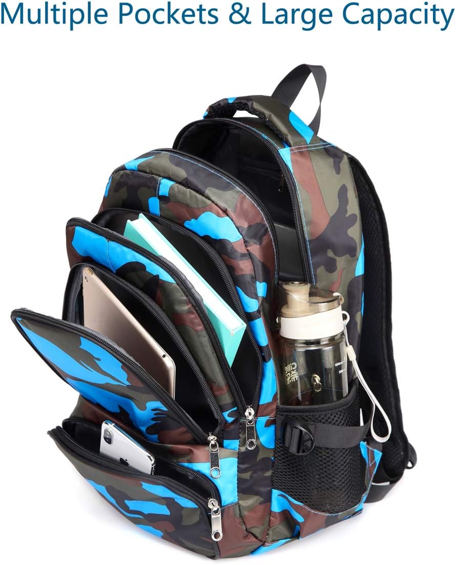 BLUEFAIRY Kids Backpacks for Boys Girls Elementary Primary Middle School Bookbags Back to School Bags for Childs Age 6-8 Mochilas Escolares para Niños Niñas 17 Inch Black/Blue