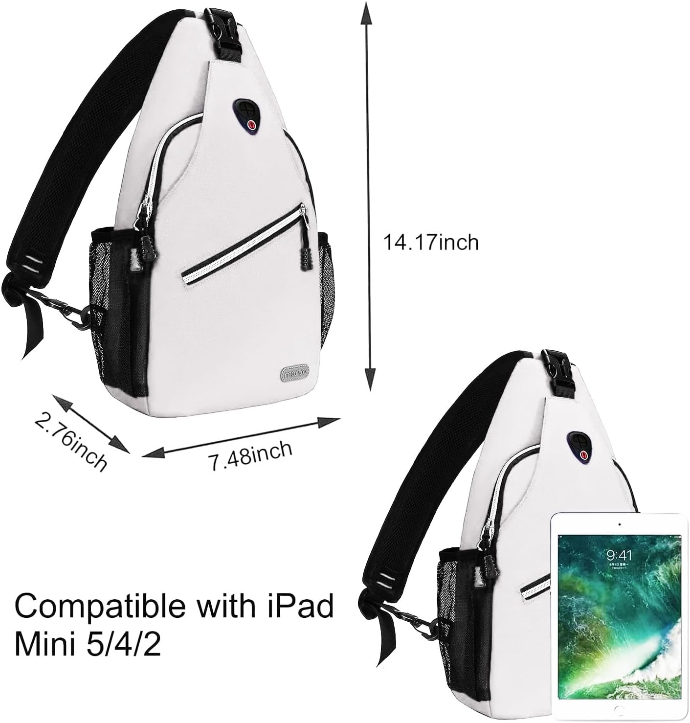 MOSISO Mini Sling Backpack,Small Hiking Daypack Travel Outdoor Casual Sports Bag, Ivory White