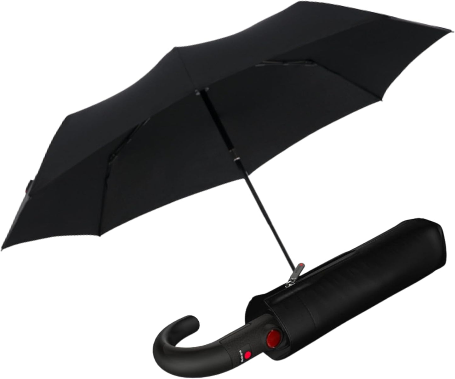 Knirps T.260 Medium Automatic Open Close Rain Umbrella with Curved Handle and Carrying Case - Compact Windproof Travel Umbrellas for Adults, 97cm Diamteter