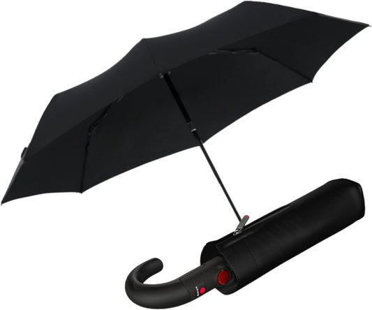 Knirps T.260 Medium Automatic Open Close Rain Umbrella with Curved Handle and Carrying Case - Compact Windproof Travel Umbrellas for Adults, 97cm Diamteter
