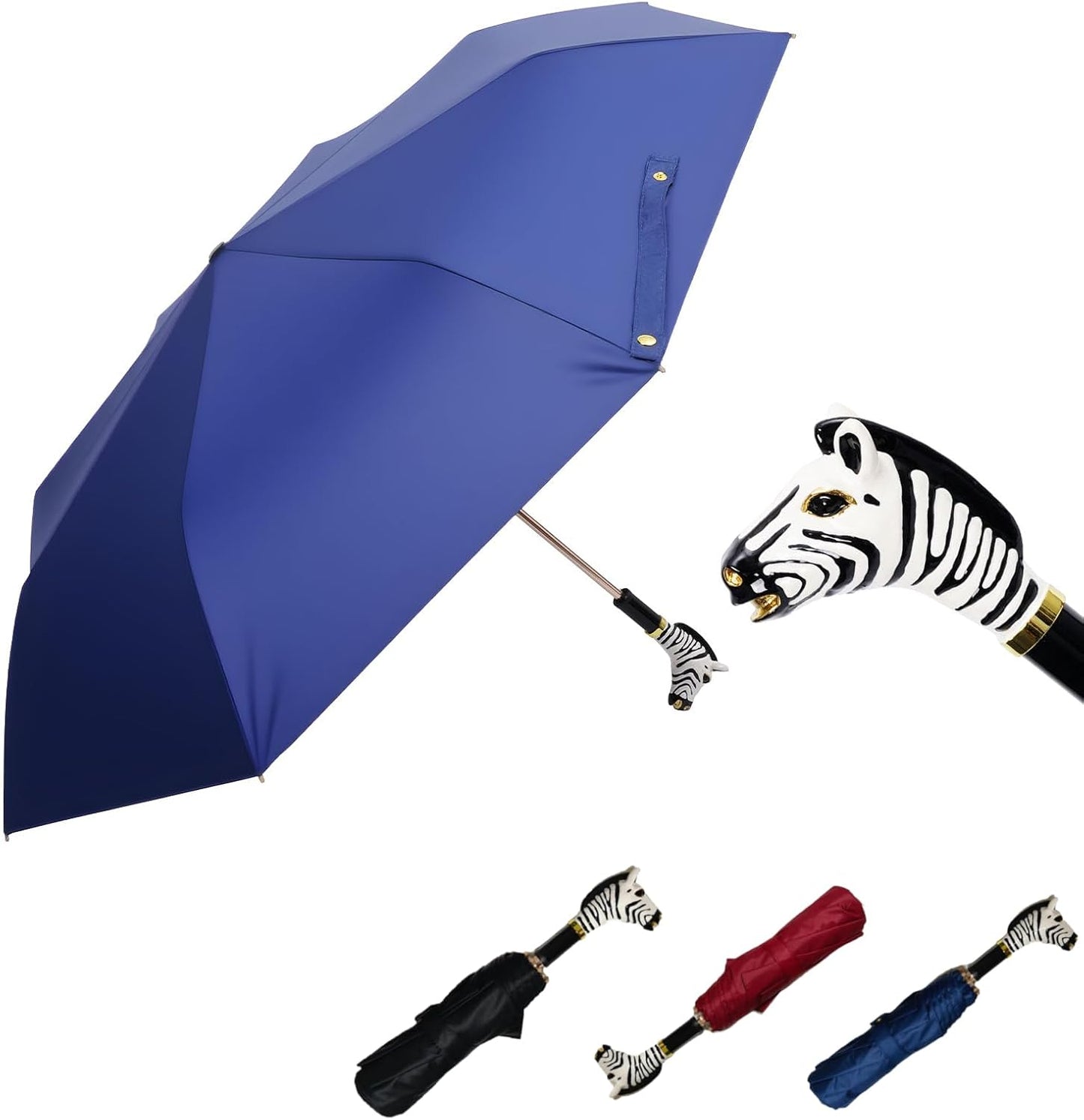 Handpainted Artisan Foldable Umbrella – Animal Lovers – Traditional Enamel Figurine – Fashion Umbrella – Unique Gift Idea – Compact & Windproof – Advanced UV Protection