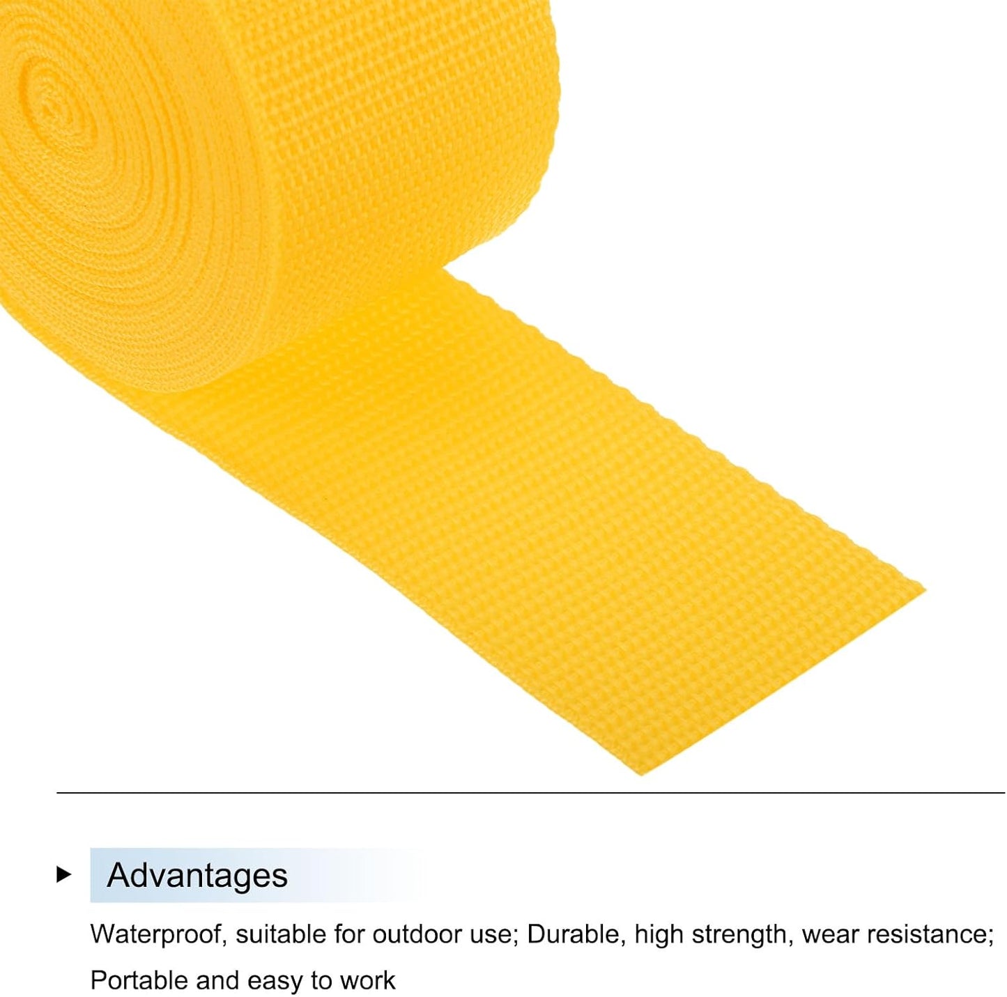 MECCANIXITY Lightweight Polypropylene Webbing Strap 2" 5 Yard Backpack Strapping Band Dark Yellow for Outdoor Luggage Cargo Straps