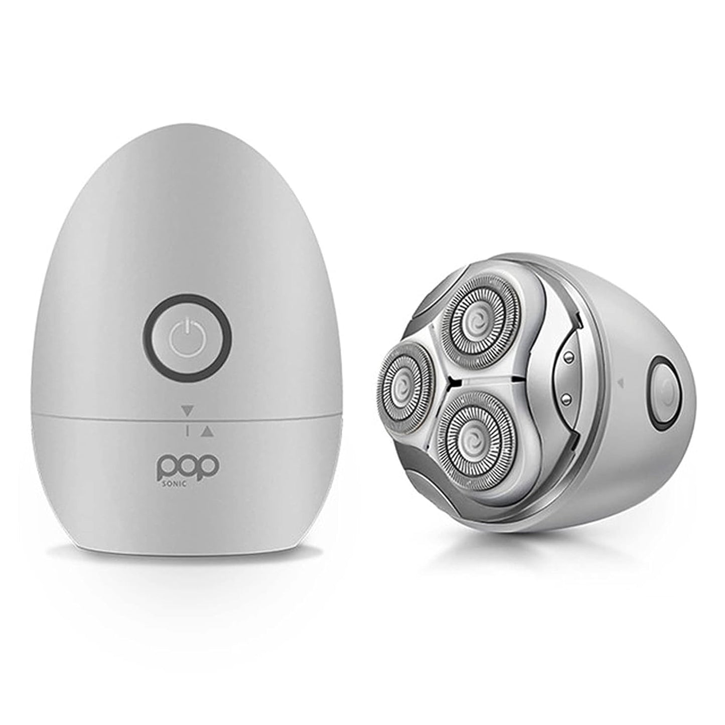 Pop Sonic Moon Shaver (Silver) - Face & Body Shavers for Men & Women - 3 Floating Rotary Heads Face Shaver w/Removable Cap - Long Lasting Lithium-ion Battery Portable Electric Shaver & Leg Shaver