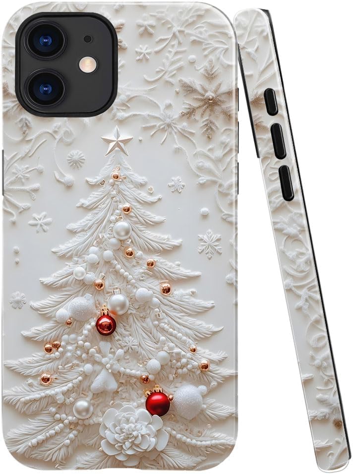 Case for iPhone 11 - Slim Fit Anti-Scratch Phone Case for Girl Women - Christmas Tree White (Glossy)
