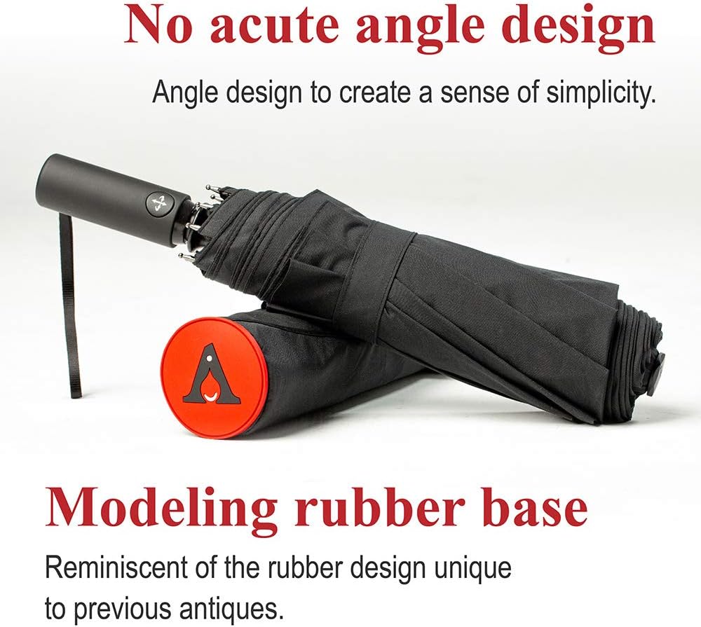 Portobello Large Umbrella For Rain - Big 54 Inch Double Vented Canopy, Folds Into Travel Size, Big Enough To Fit In 2 Adults, Heavy Duty, Sturdy, Windproof W/Auto Open Close