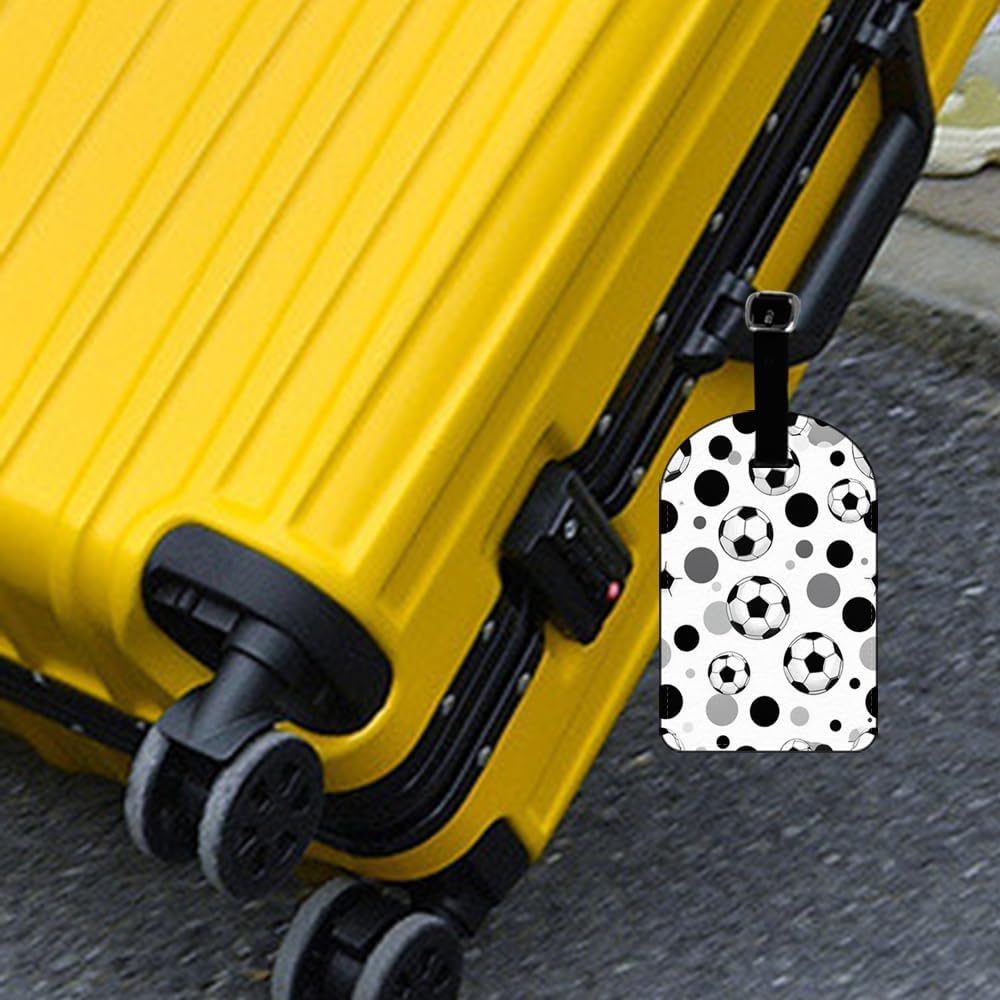 Luggage Suitcase Carry-on ID Tag-Soccer Football-Ball Travel ID Label Leather Baggage Airplane Label - 1 pack