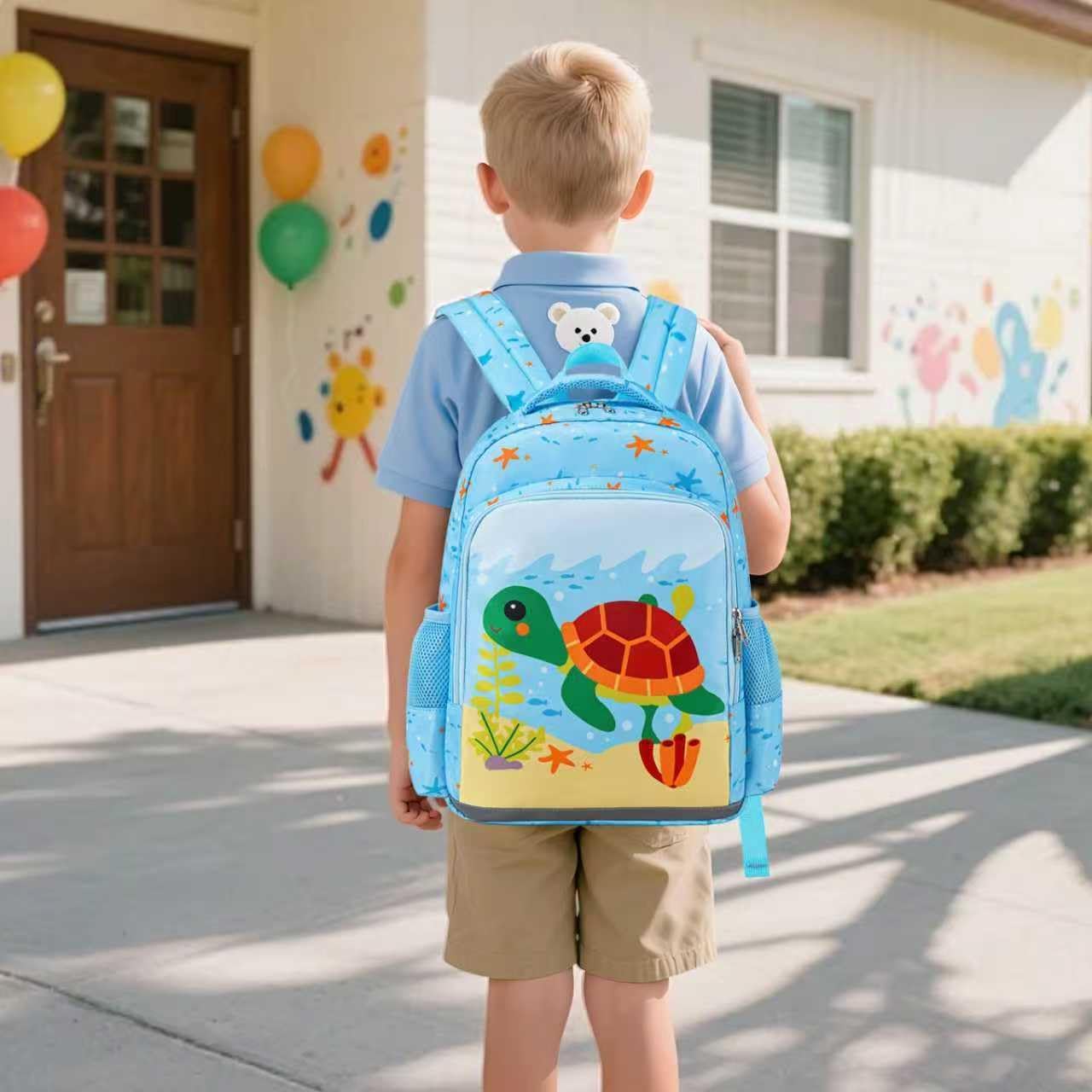 Octsky Kids Backpack for Girls Boys, Preschool Kindergarten Backpacks, Toddler BookBag with Chest Strap, Sea Turtle