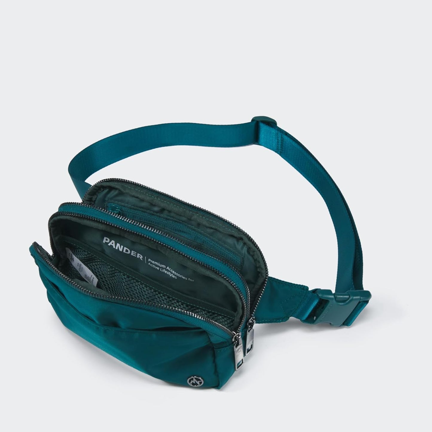 Pander Everywhere Belt Bag for Women, 5 Zipper Pockets Nylon Crossbody Fanny Pack Purse (Teal Blue)