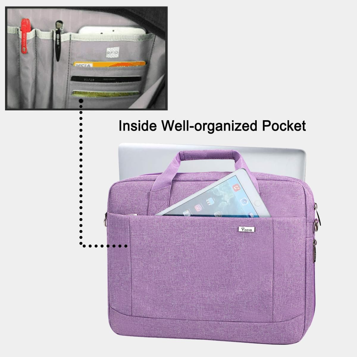 Voova Laptop Bag Case 17 17.3 Inch Computer Sleeve Messenger Bag with Shoulder Strap Expandable