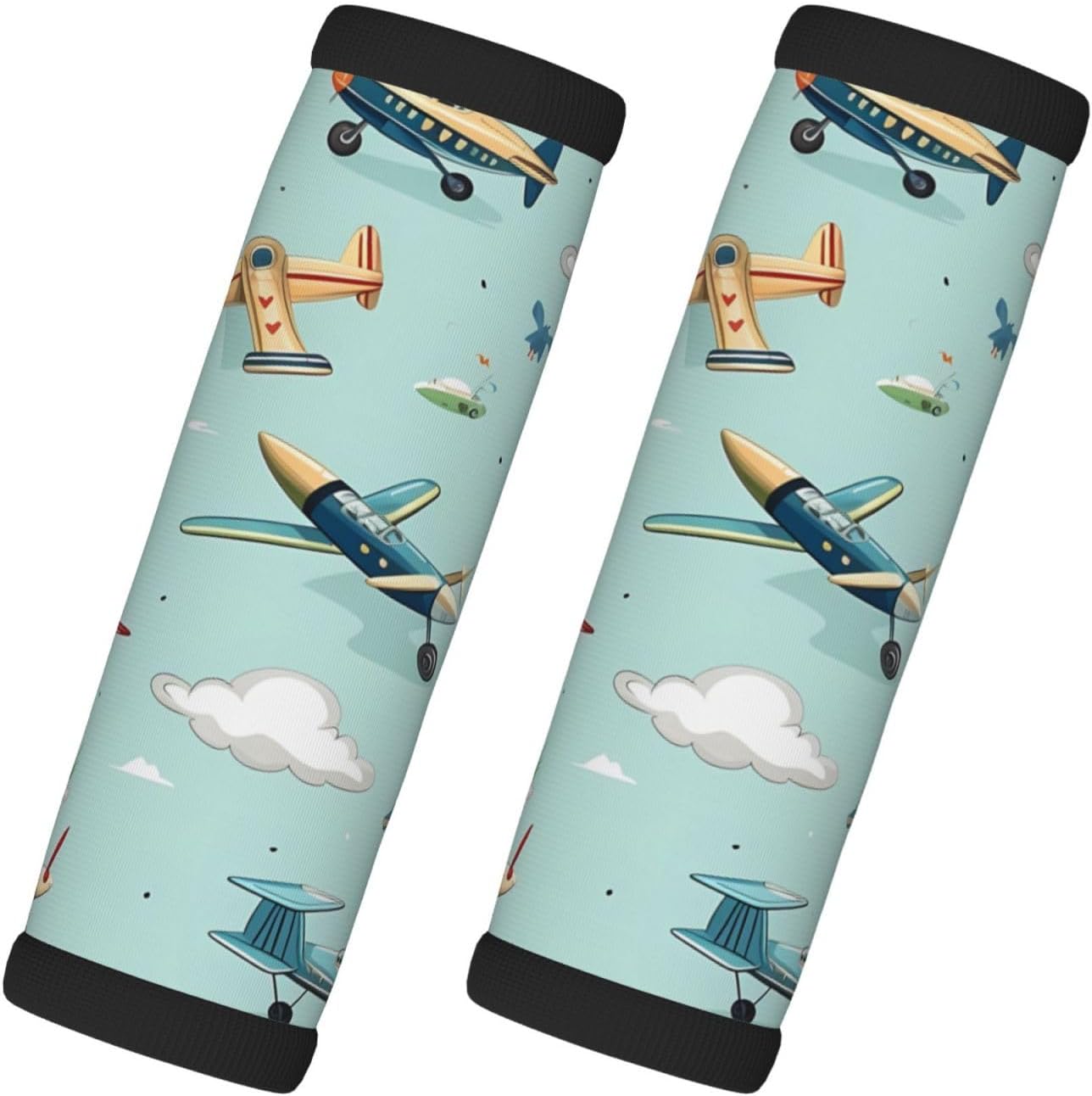 Luggage Handle Wraps Cartoon Airplanes Pattern Luggage Identifiers Soft Neoprene Luggage Handle Wraps For Suitcase Trolley Handle Grip Cover 2 Pack Luggage Tags
