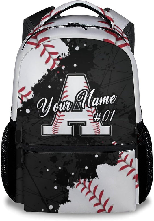 COZYAURA Boys Backpack - Baseball Backpacks for Kids - Personalized Initial Bookbag with Name - 17 Inch Sports Theme School Bag for Elementary, Middle School