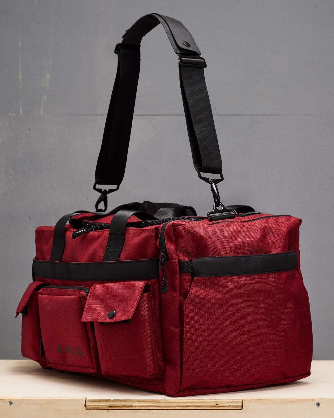 KNKG PLUS 63L Large Duffel Bag – Spacious, Durable Gym Bag with Dual Shoe Storage, Multiple Compartments & YKK Zippers for Fitness & Travel - Redwood (Redwood, Medium 45L)