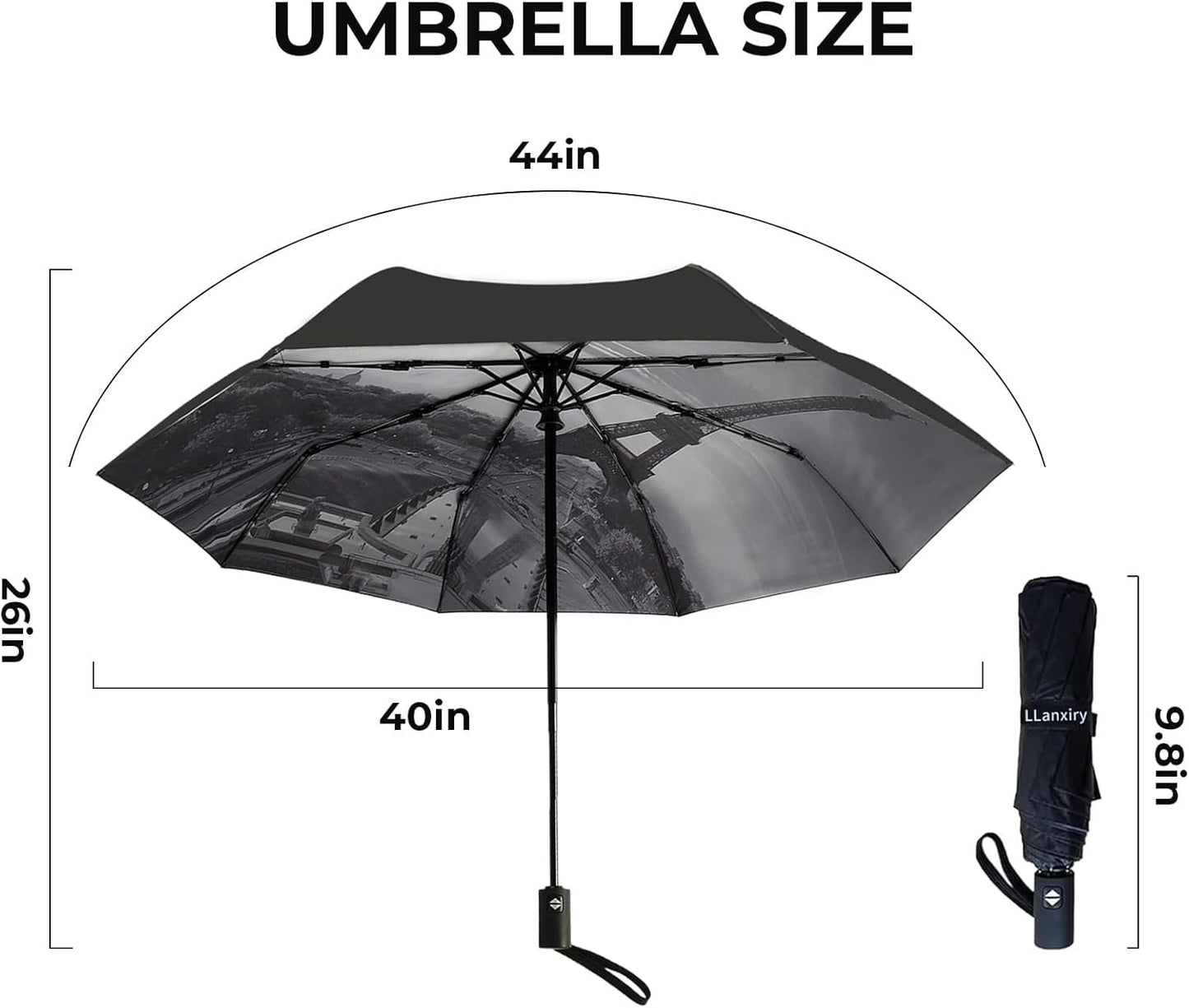 LLanxiry Compact Travel Umbrella, Mini Windproof Umbrellas for Rain & Sun, Small Lightweight Outdoor UV Umbrella, Portable Folding Umbrellas for Travel