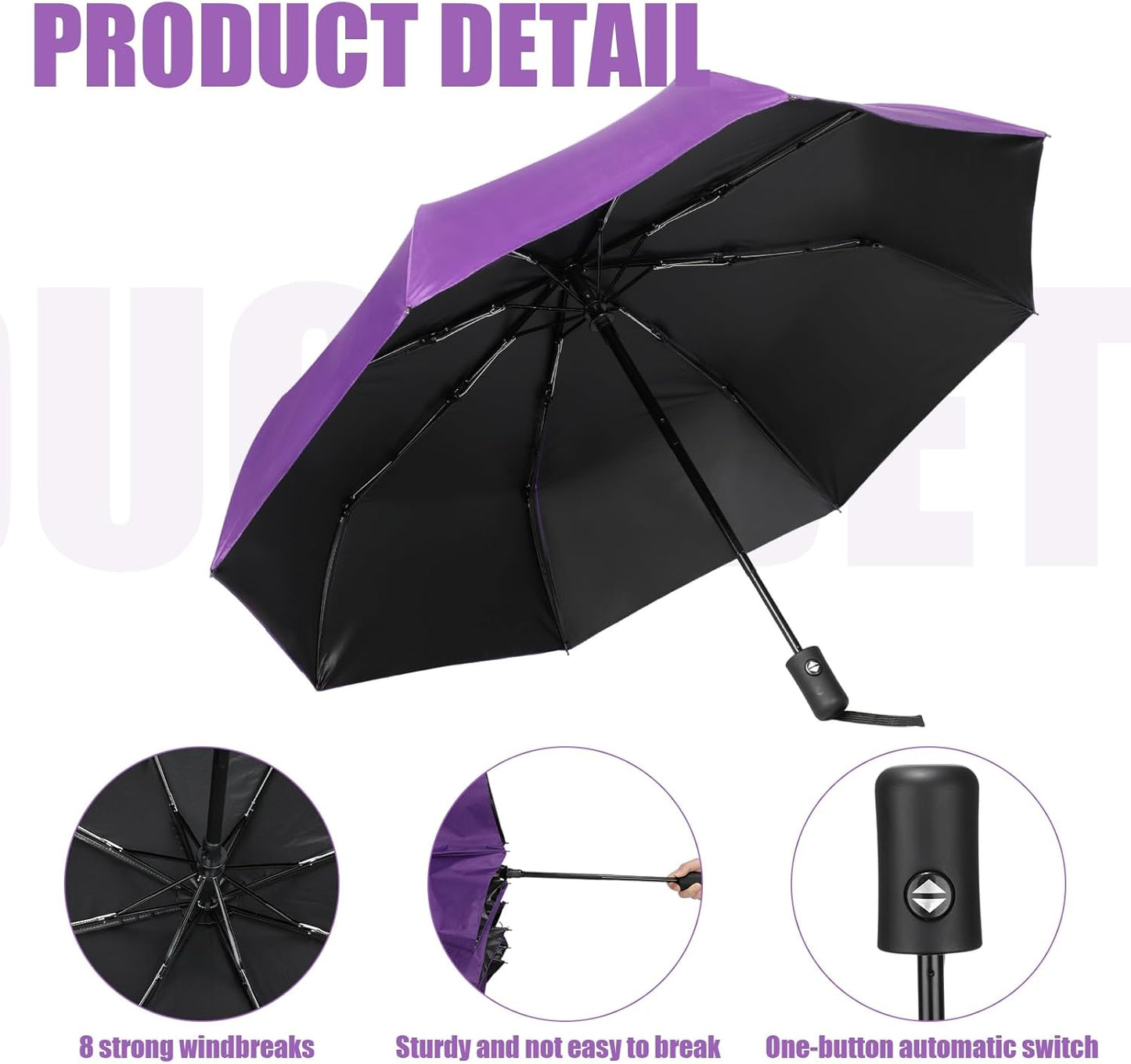 Jexine 6 Pcs Travel Compact Umbrella Automatic Open Close Windproof Small Light Backpack Purse Car Portable Collapsible Umbrella for Rain, Men Women