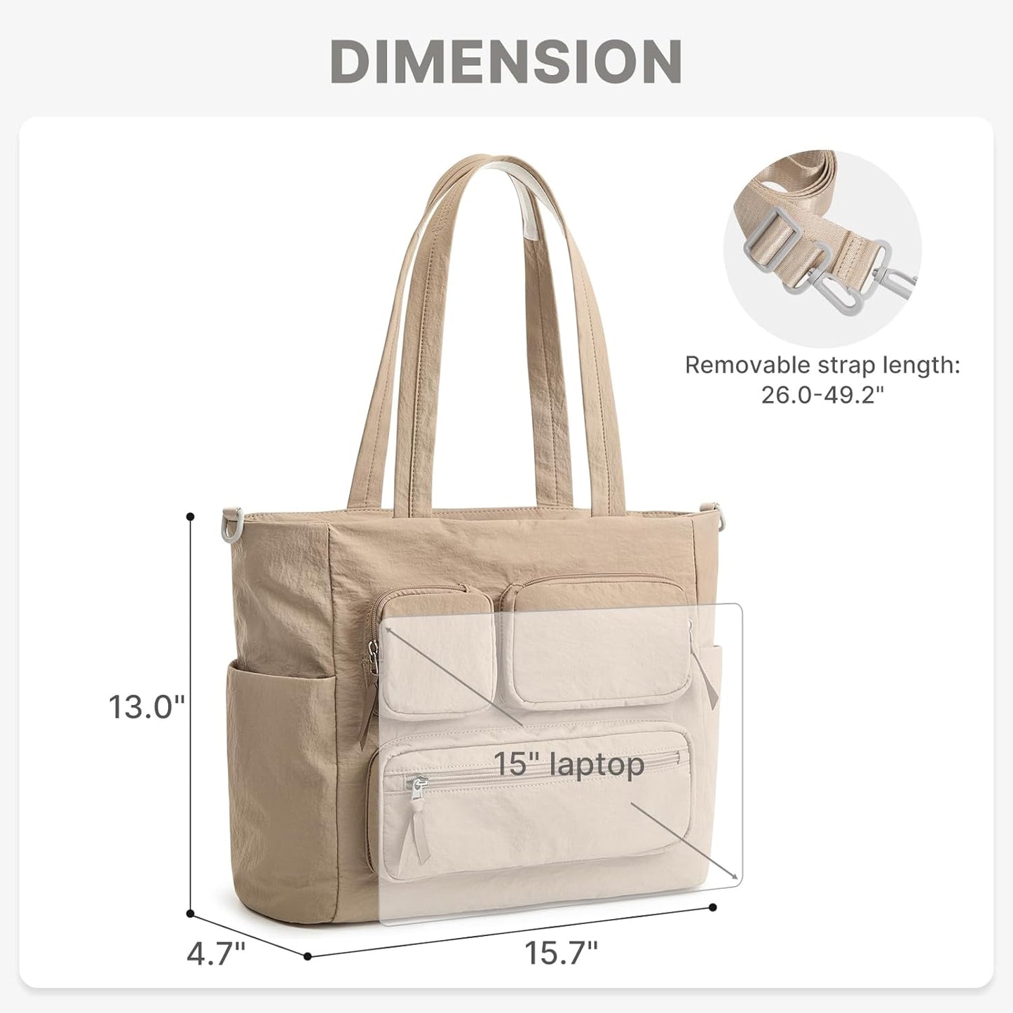 G4Free Tote Bag for Women, Lightweight Work Bag with 15" Laptop Pocket for Teacher Nurse Casual Shoulder Bag for Travel Daily