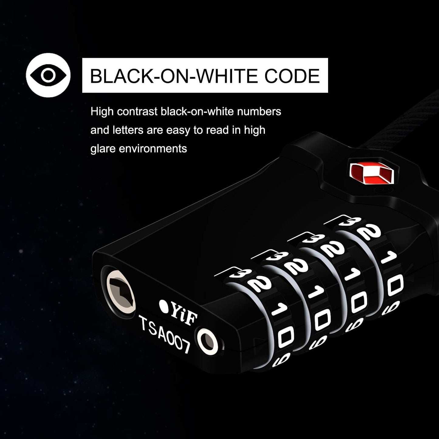 Diyife TSA Luggage Locks, 2 Packs, 4-Digit Combination Lock Security Padlock Travel Lock, with 14cm Flexible Cable for Suitcase Luggage Backpack School or Gym Cabinet, etc. (Black)
