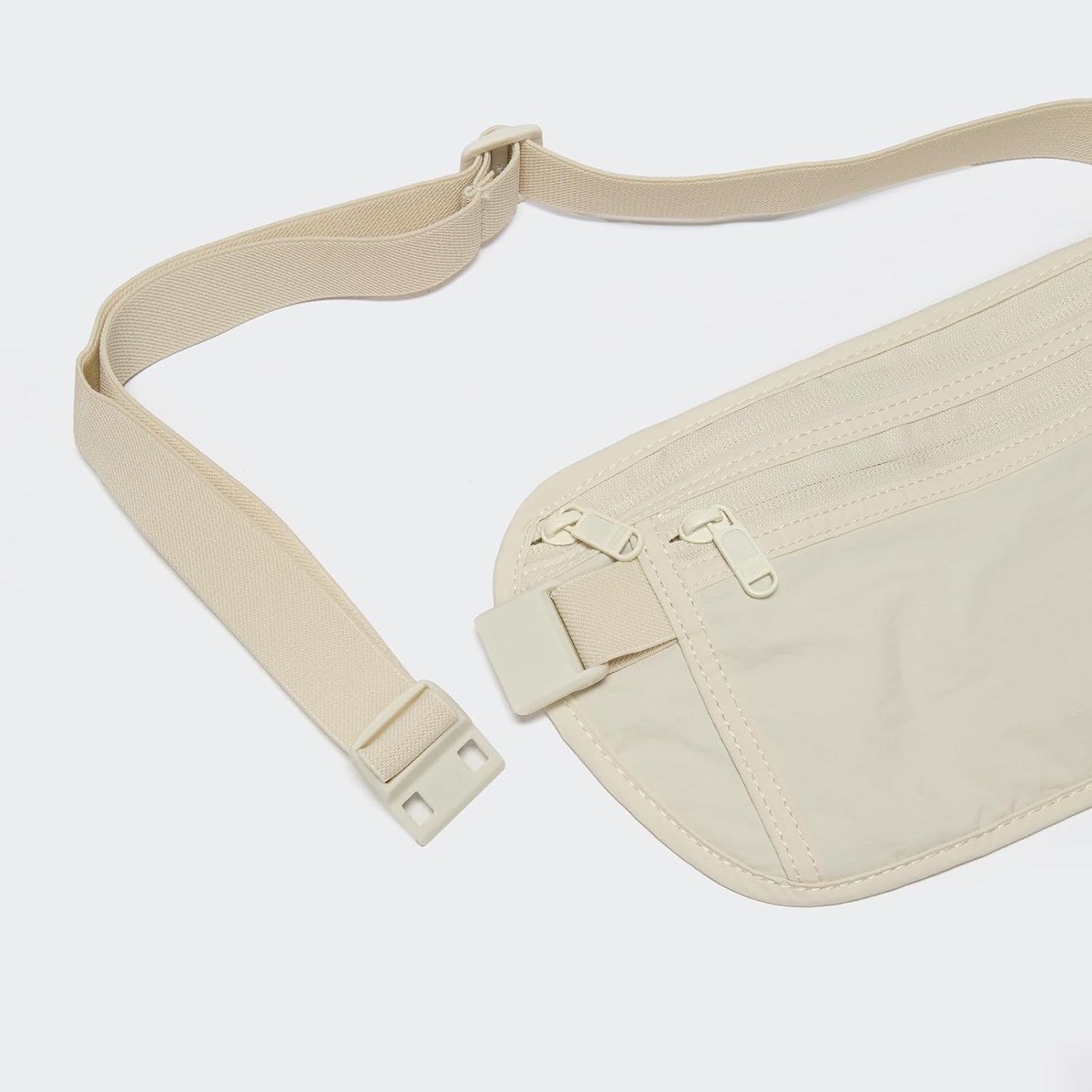 Pander RFID Blocking Travel Money Belt – Hidden Waist Pouch for Passport, Cash, Cards, Slim Belt Bag for Men and Women, White Opal