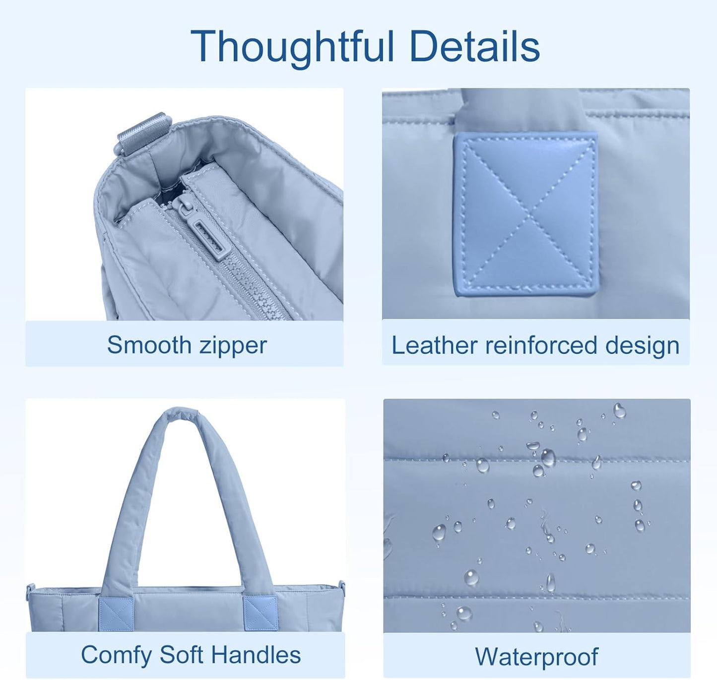 Tote Bag for Women Puffer Tote Bag Large Nurse Bags Shoulder Handbag with Zipper for Work Travel