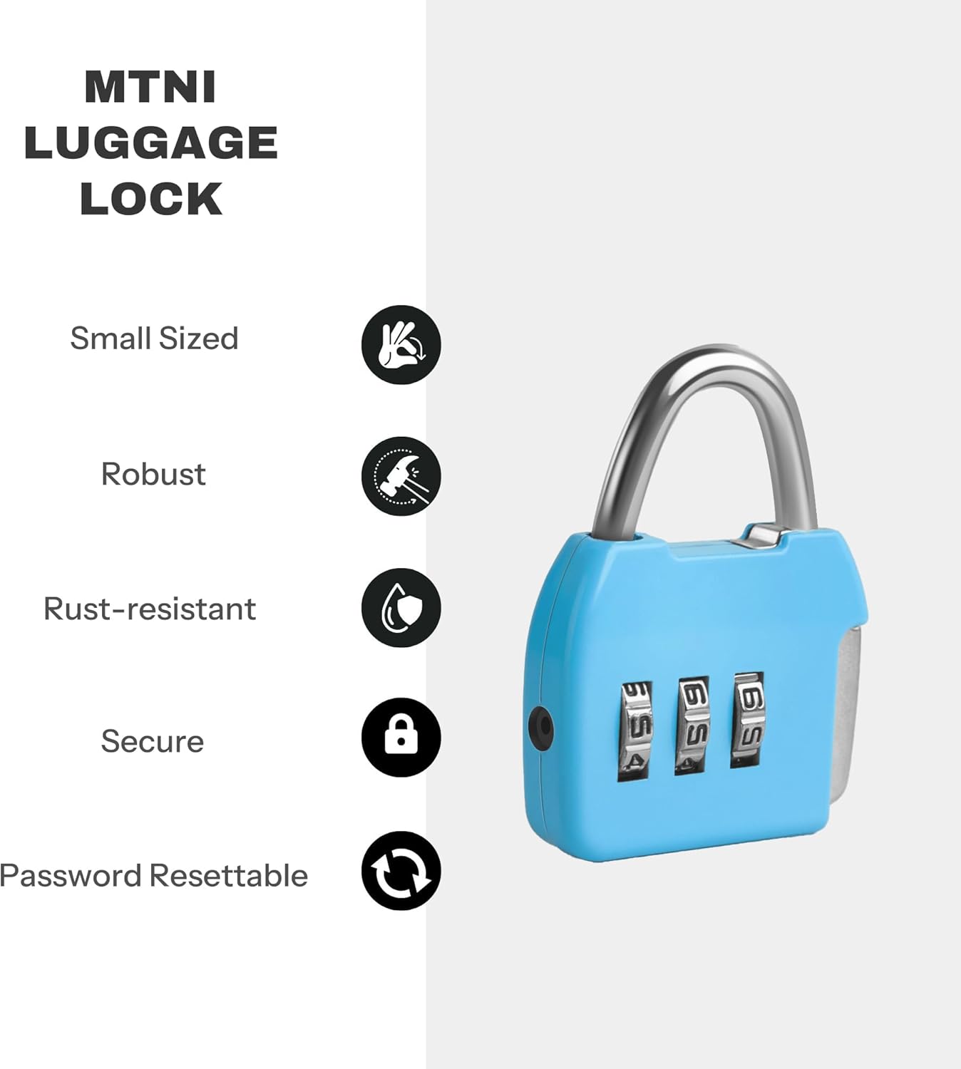 Small Combination Padlock, 3 Digit Combination Zipper Lock, Travel Safe Code Lock, Mini Combo Suitcase Locks for Luggage, Backpack, Bag, Box, Diary, Locker (Blue+Blue, 2-Pack)