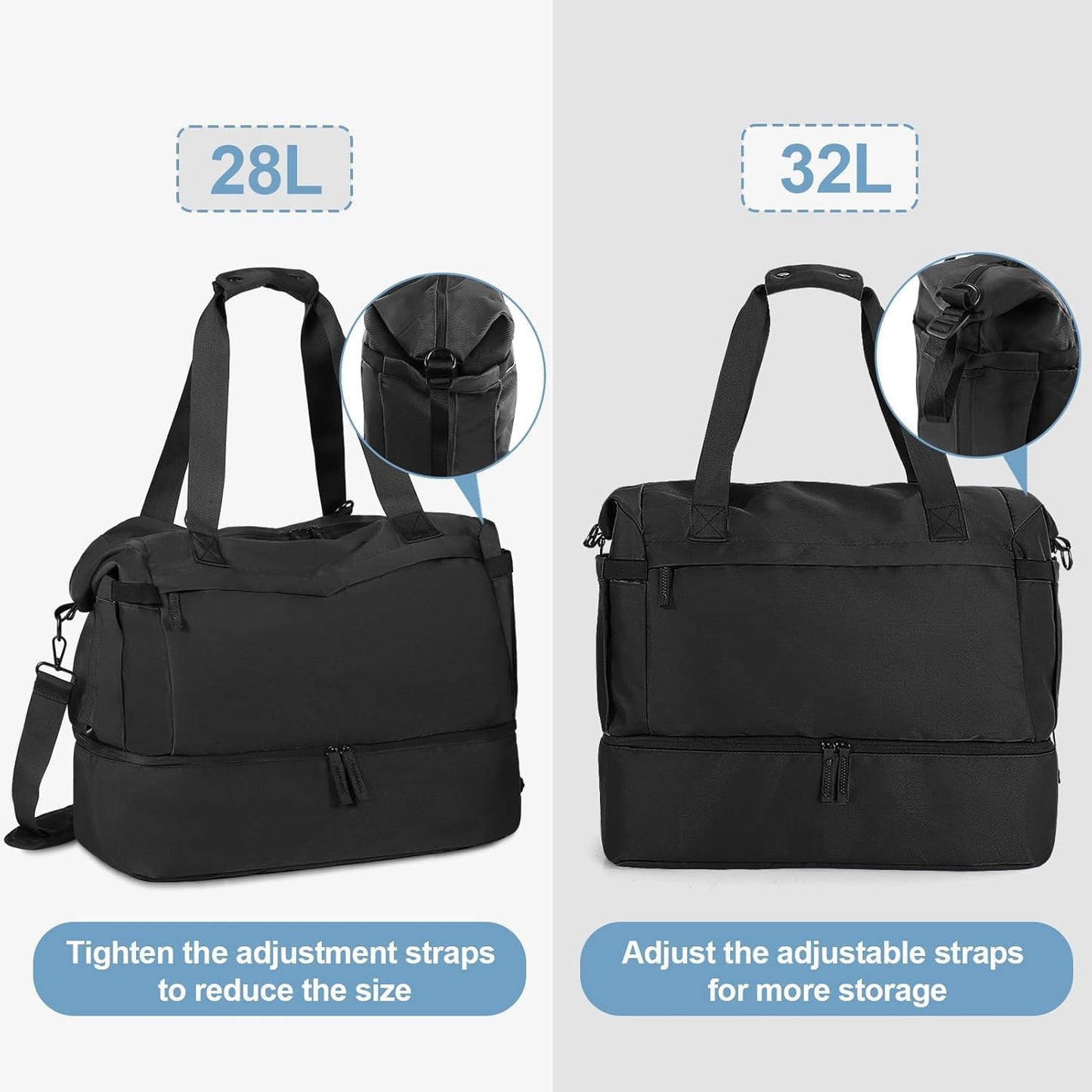 Gym Bag for Men Women, Tactical Travel Duffel bag with Removable Dividers & Shoe Compartment, Weekender Carry on Bag with Toiletry Bag, Overnight Range Bag for Workout Soccer Yoga Gym
