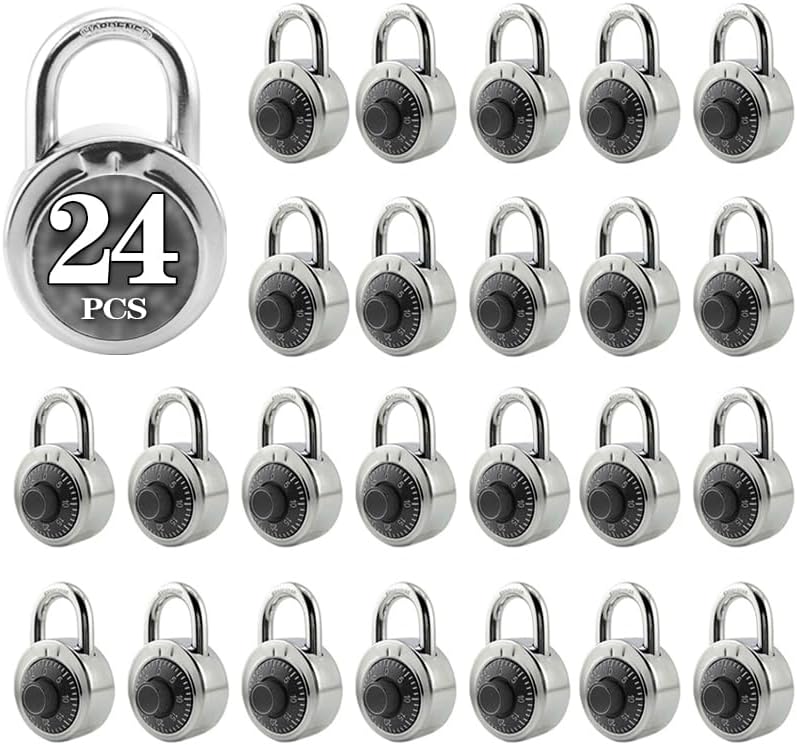 ZonRo Locks Combination Padlock, Fixed Dial Combination Padlock 24 Pack,3 Digit Code Standard Dial Combination, 2 in Wide. 3 in Height, Black Turntable, Lock for Gym & Locker, School, Toolbox