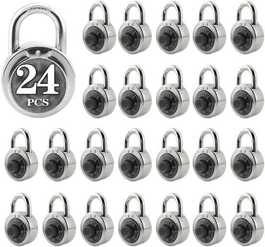 ZonRo Locks Combination Padlock, Fixed Dial Combination Padlock 24 Pack,3 Digit Code Standard Dial Combination, 2 in Wide. 3 in Height, Black Turntable, Lock for Gym & Locker, School, Toolbox