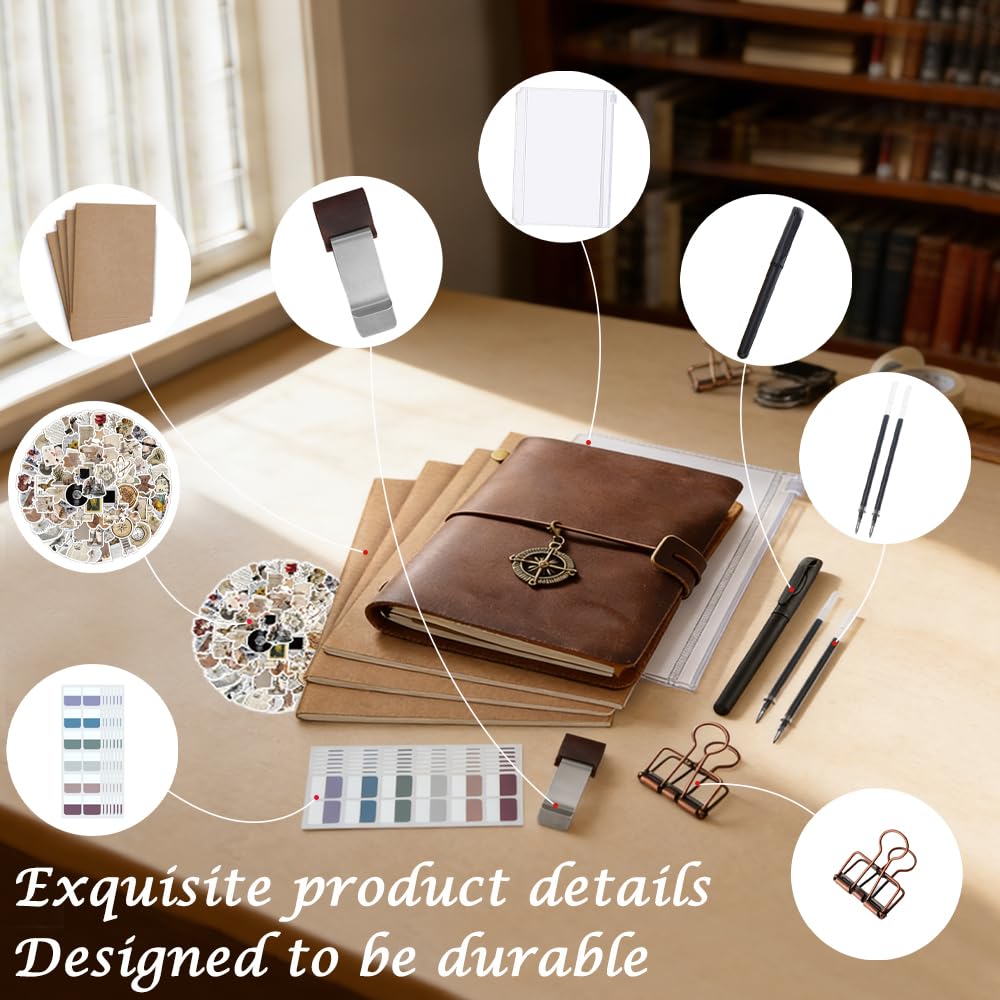 Leather Journal Refillable Notebook Travel Journal Passport Travelers 5.3"