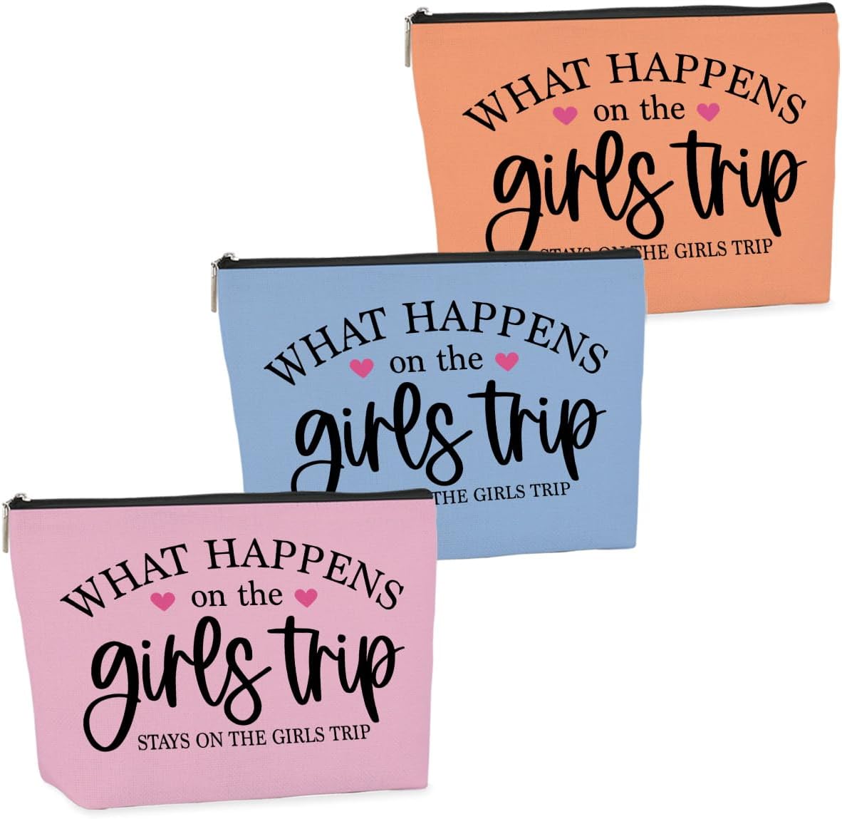 3 PCS Girls Trip Gifts Favors Girls Trip Bag Girls Trip Makeup Bag Girls Weekend Gifts for Women Girls Weekend Gifts Ideas for Coworker Cosmetic Bag Weekender Bag for Women Christmas Holiday Vacation