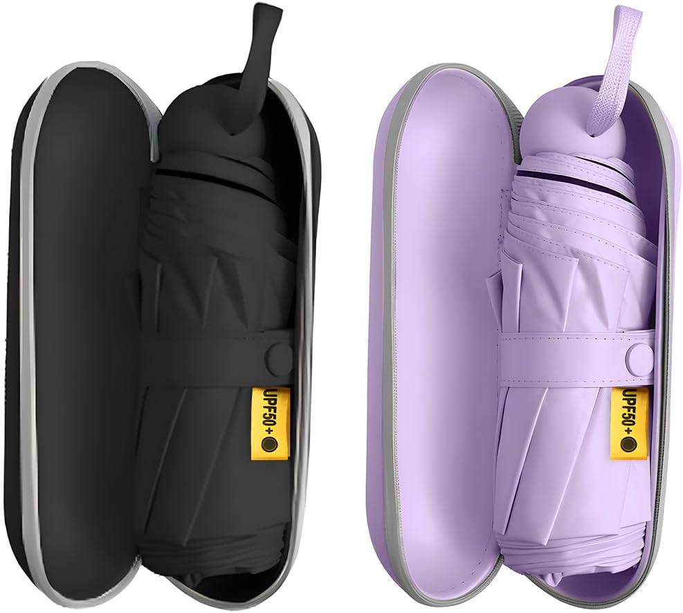 TOPSAIL Mini Umbrella Compact for Travel, UV Sun Protection(UPF50+), Waterproof for Light Rain, Suitable for Women & Kids With a Case, Manual Folding Small Pocket Size Ufor Backpack/Purse